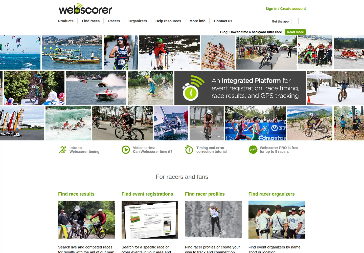 Screenshot of webscorer.com