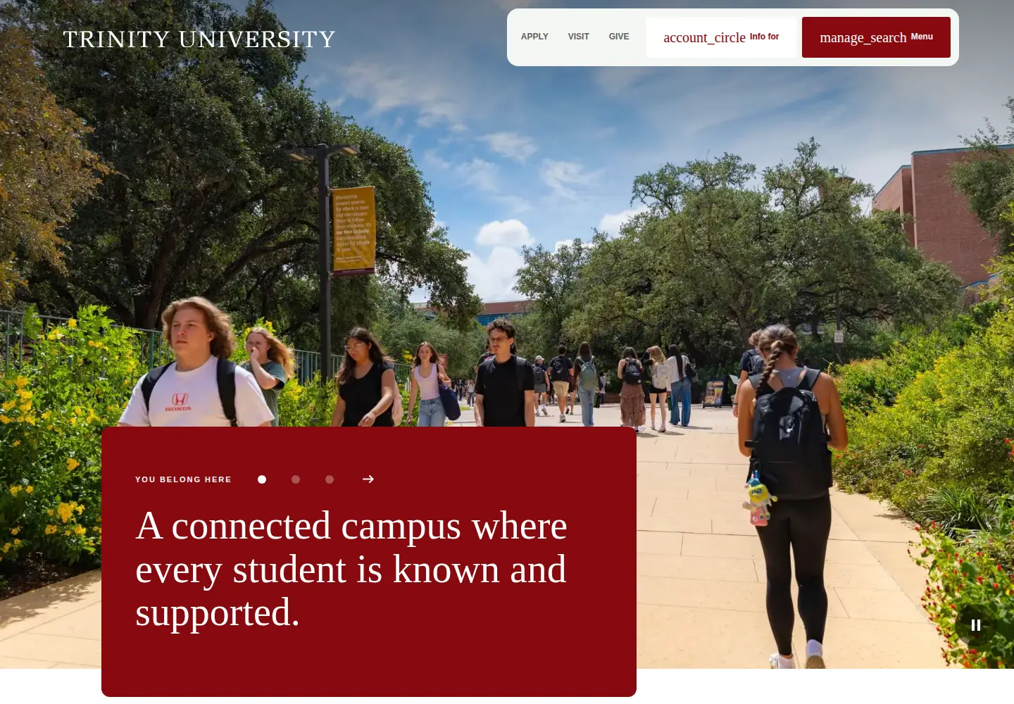 Screenshot of trinity.edu