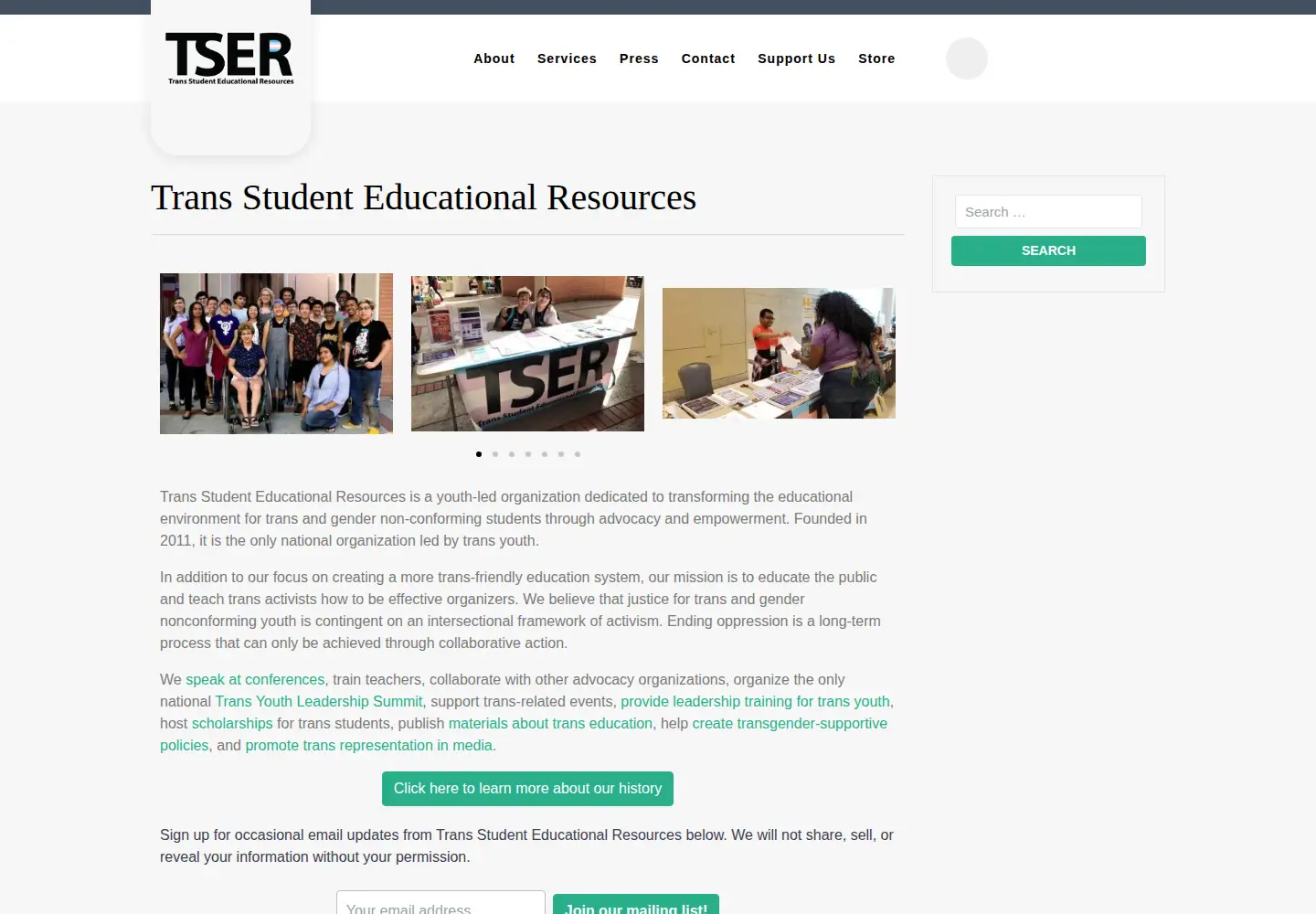 Screenshot of transstudent.org