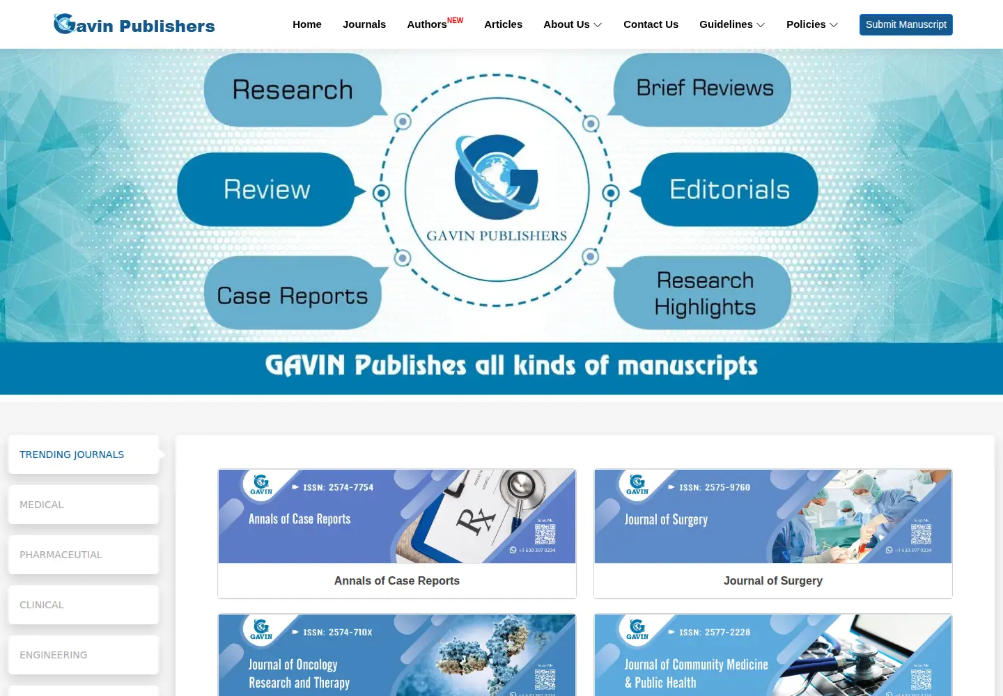Screenshot of gavinpublishers.com