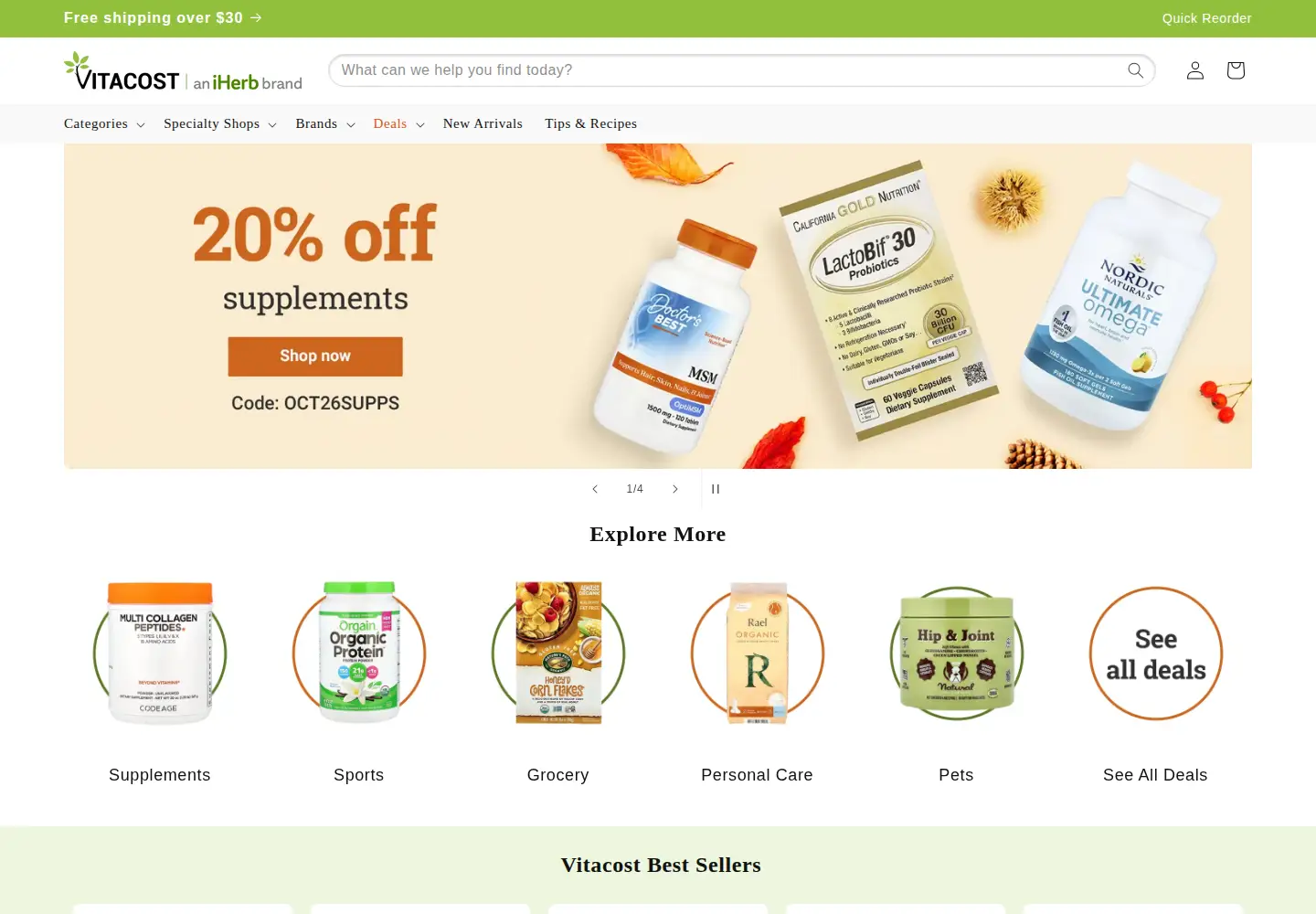 Screenshot of vitacost.com