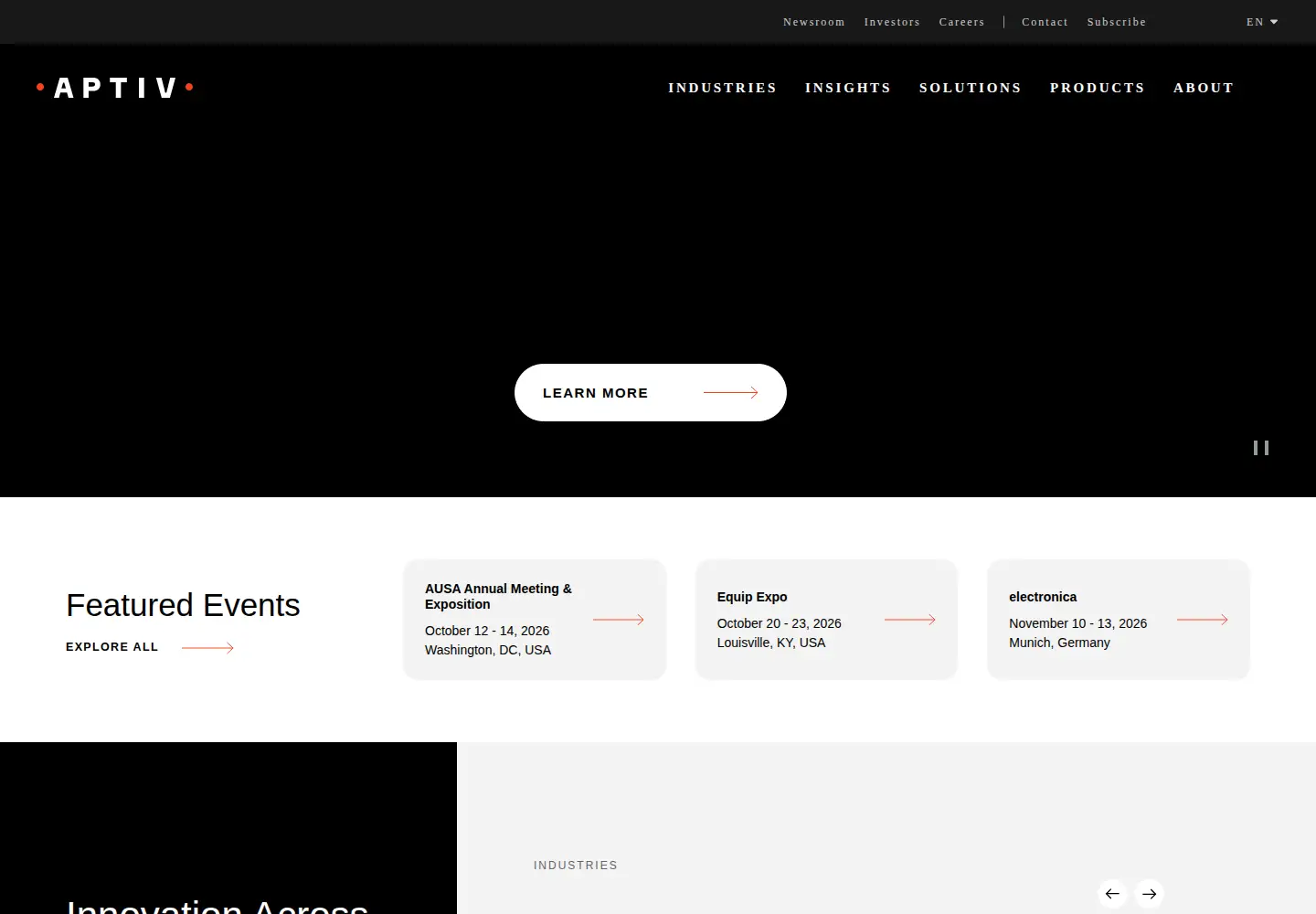 Screenshot of aptiv.com