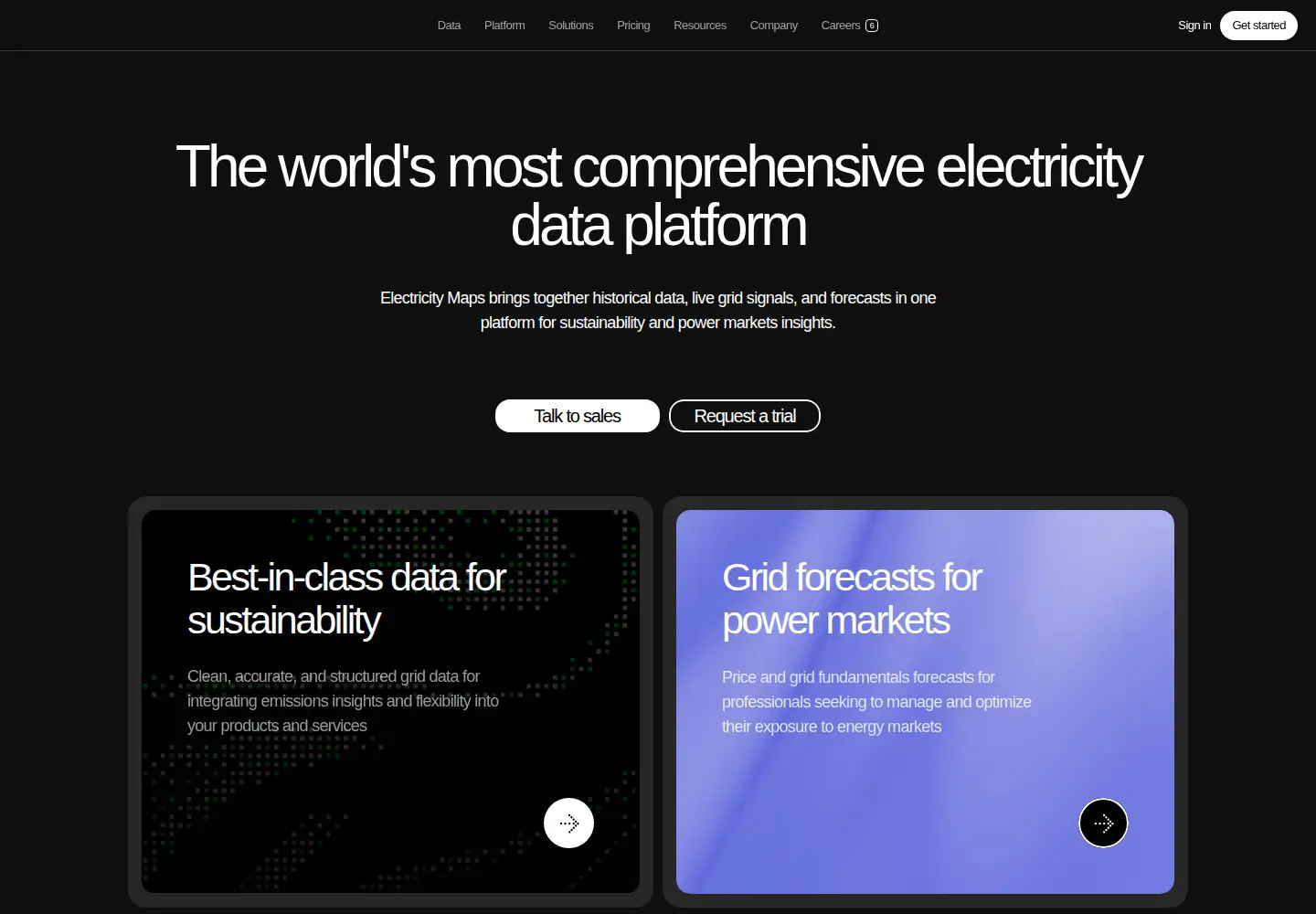 Screenshot of electricitymap.org