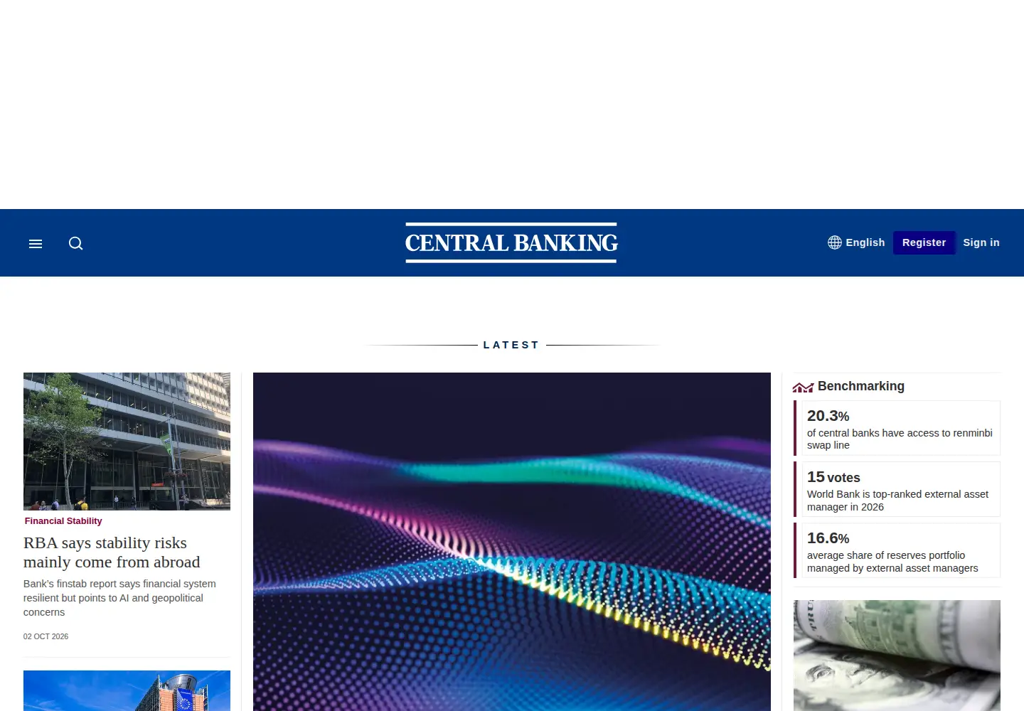 Screenshot of centralbanking.com
