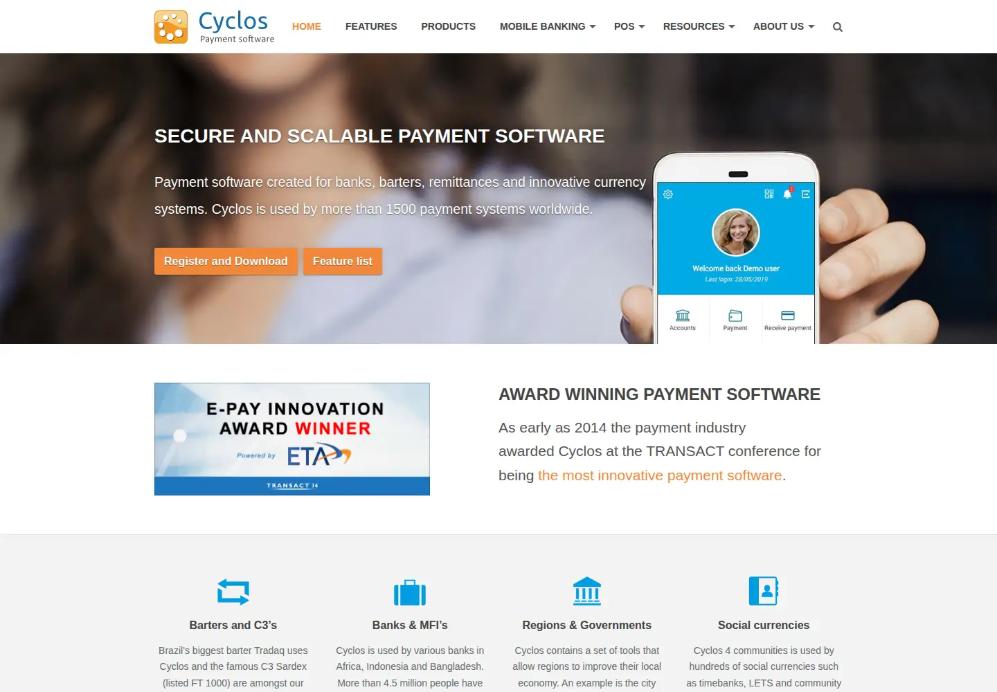 Screenshot of cyclos.org