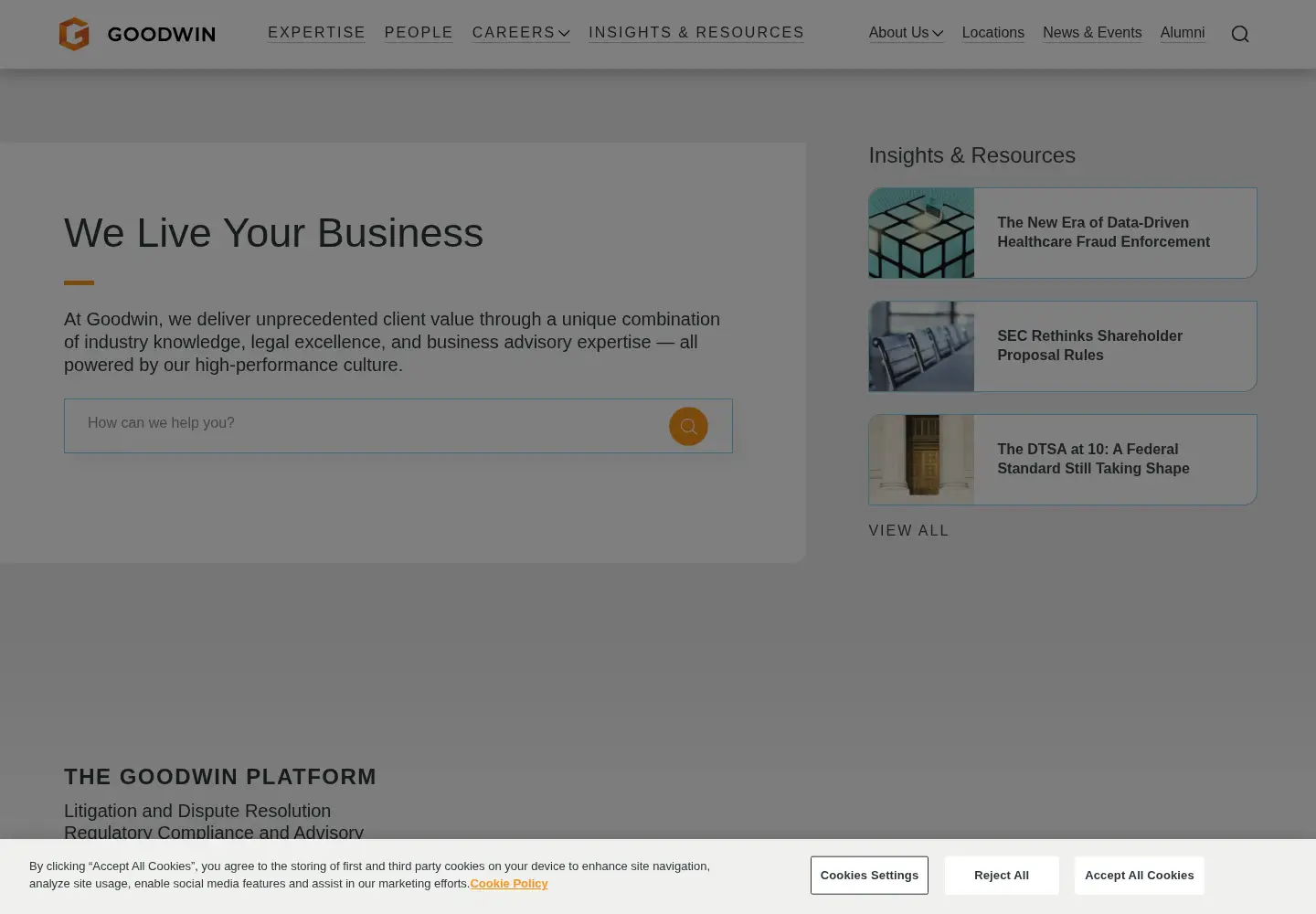 Captured homepage of goodwinlaw.com in the current scan