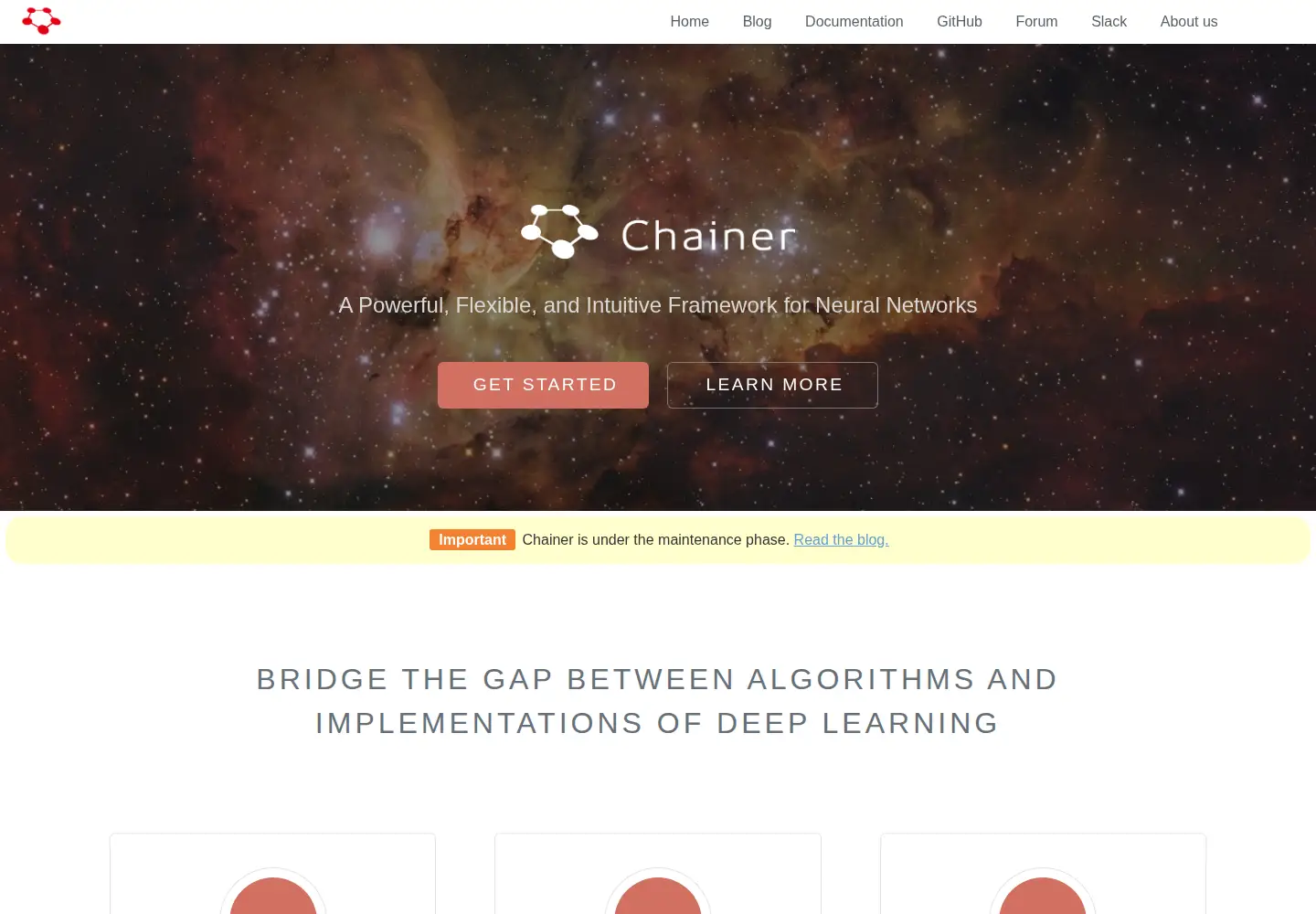 Screenshot of chainer.org