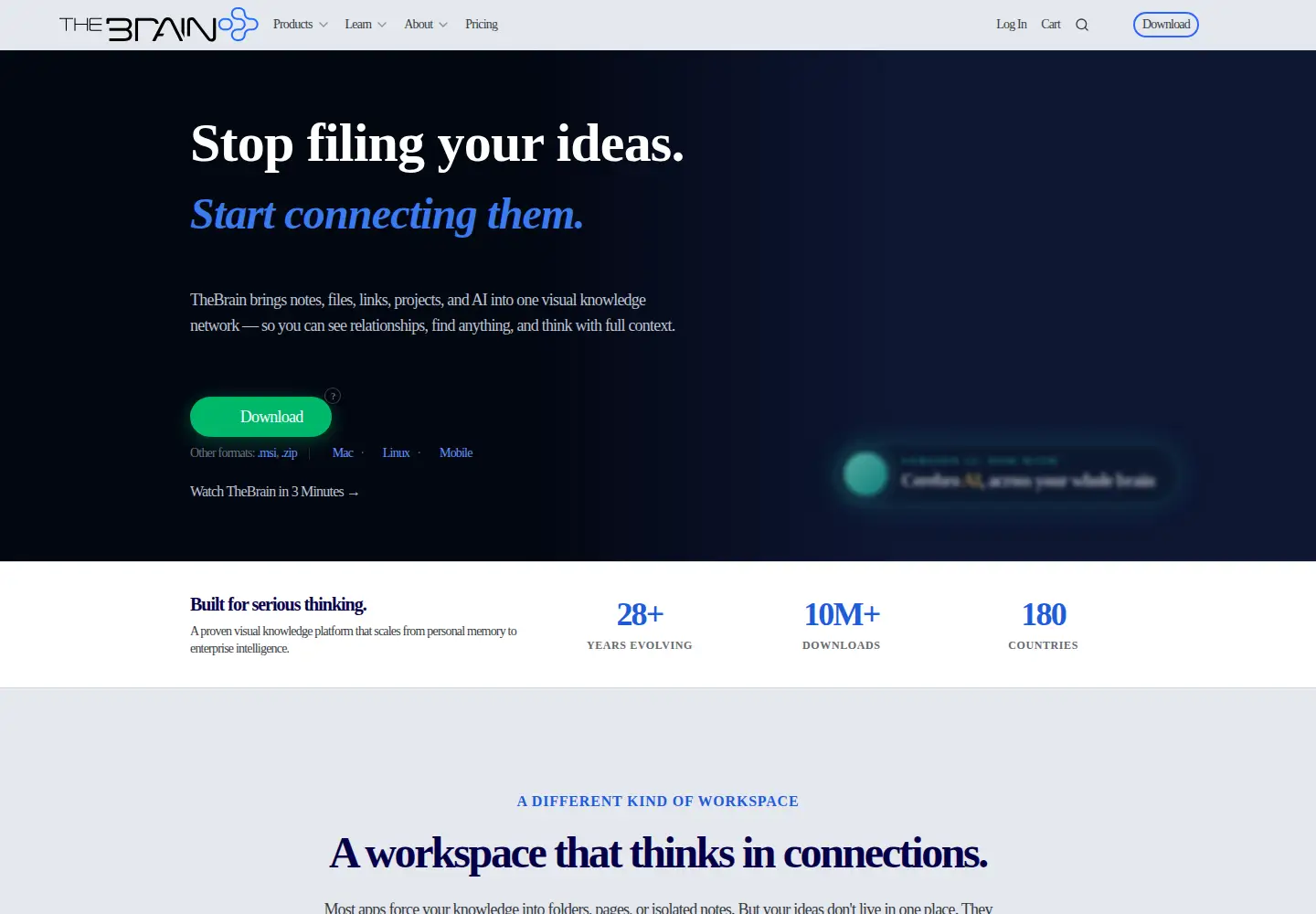 Screenshot of thebrain.com