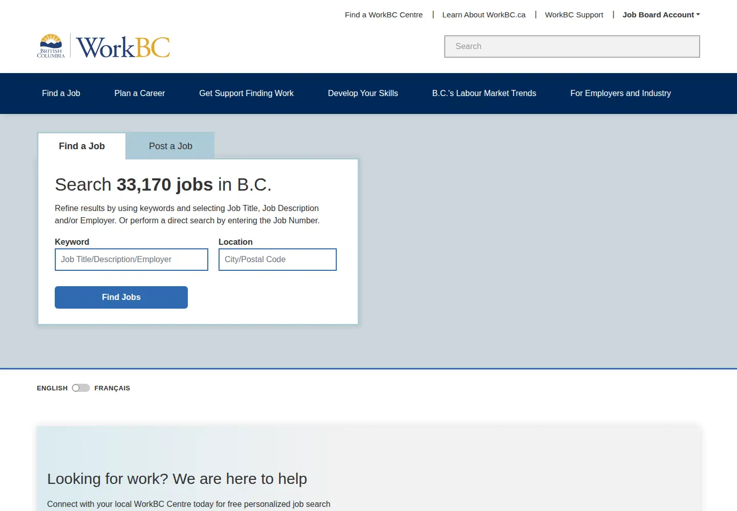 Screenshot of workbc.ca