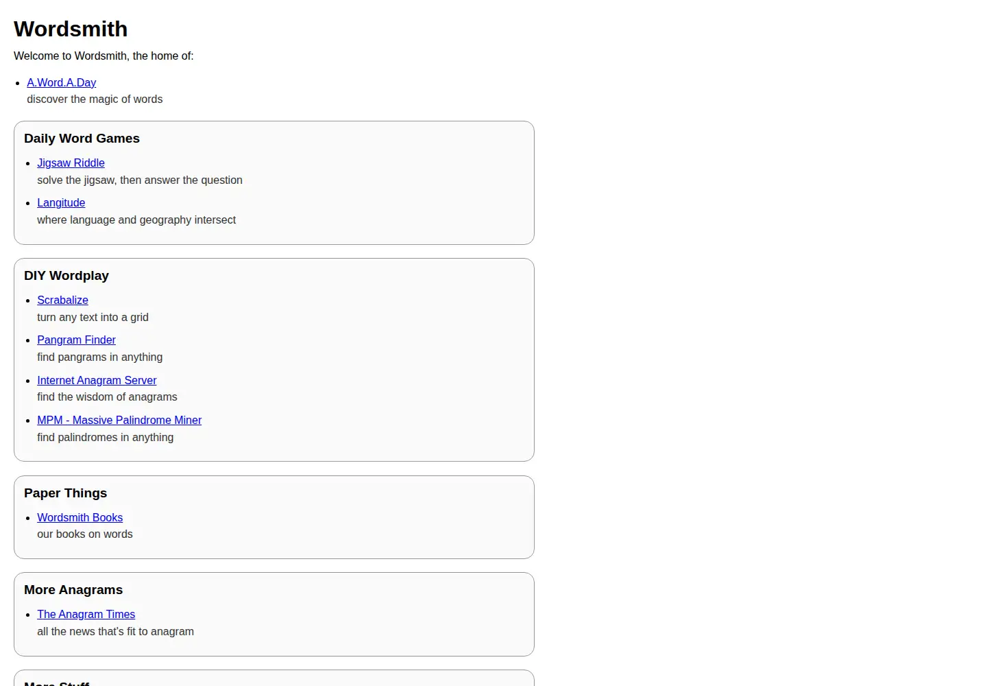 Screenshot of wordsmith.org