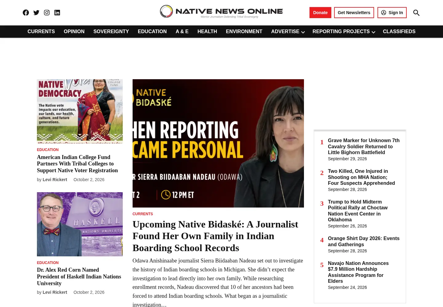 Screenshot of nativenewsonline.net