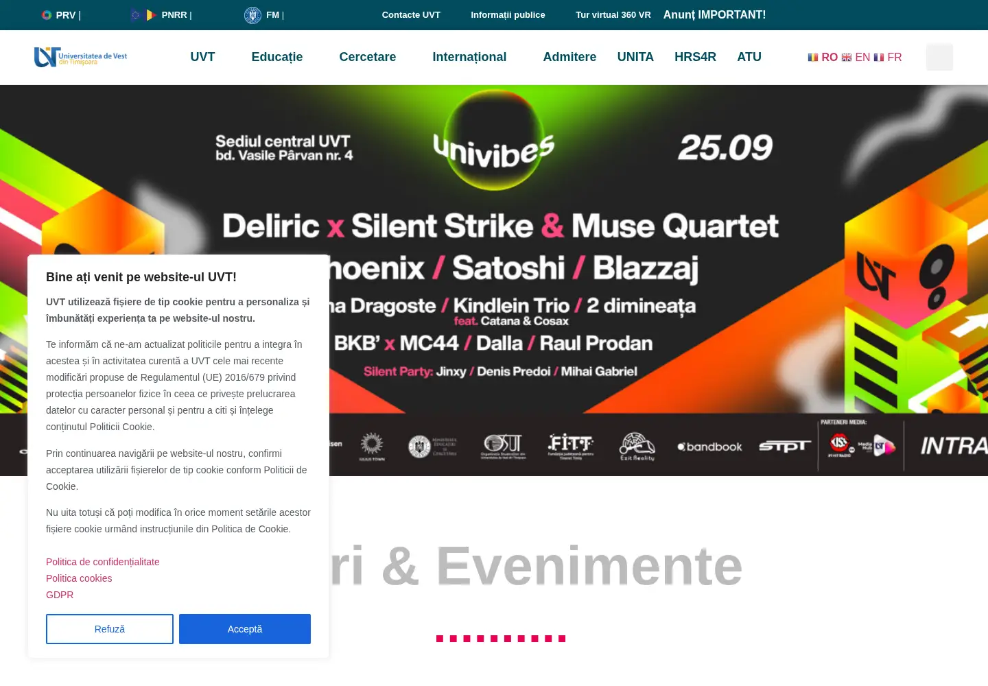 Screenshot of uvt.ro