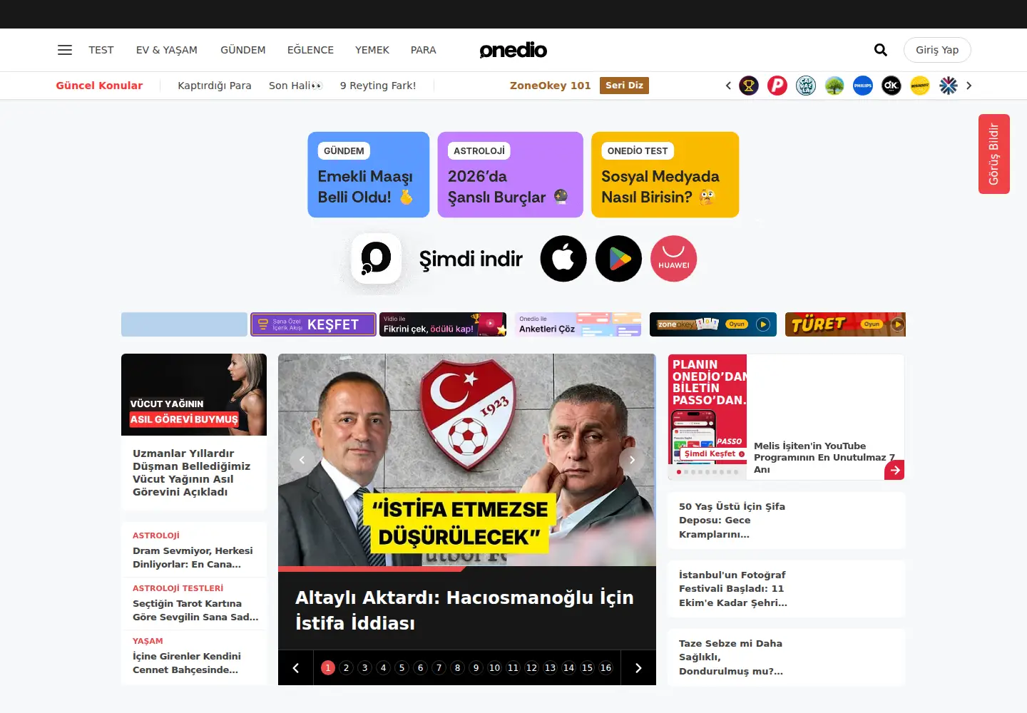 Screenshot of onedio.com