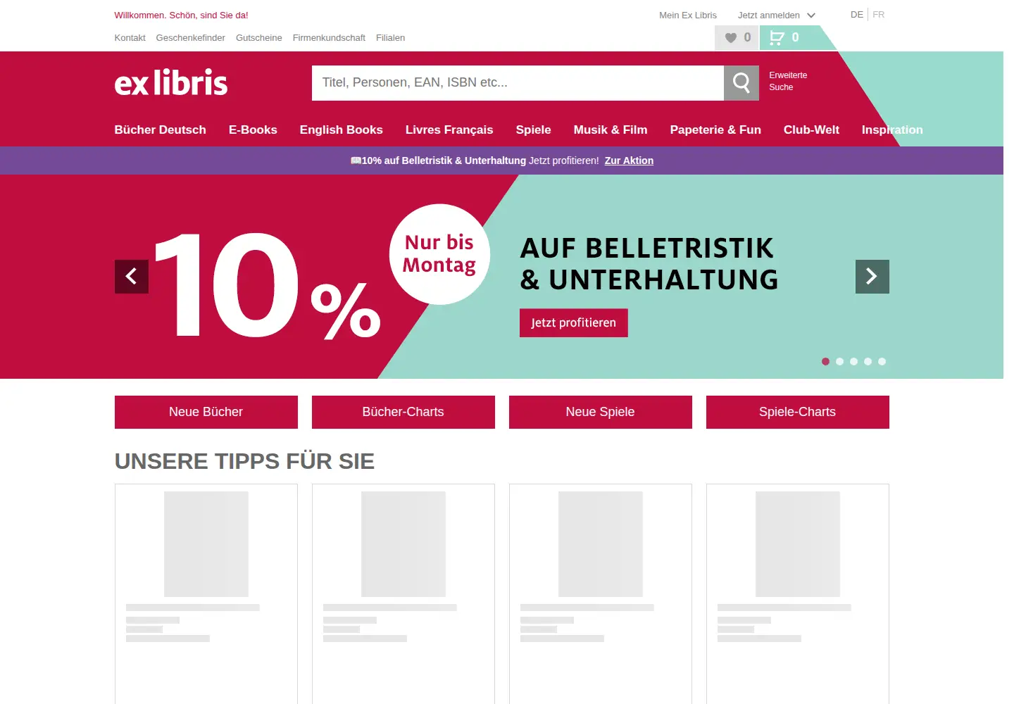 Screenshot of exlibris.ch