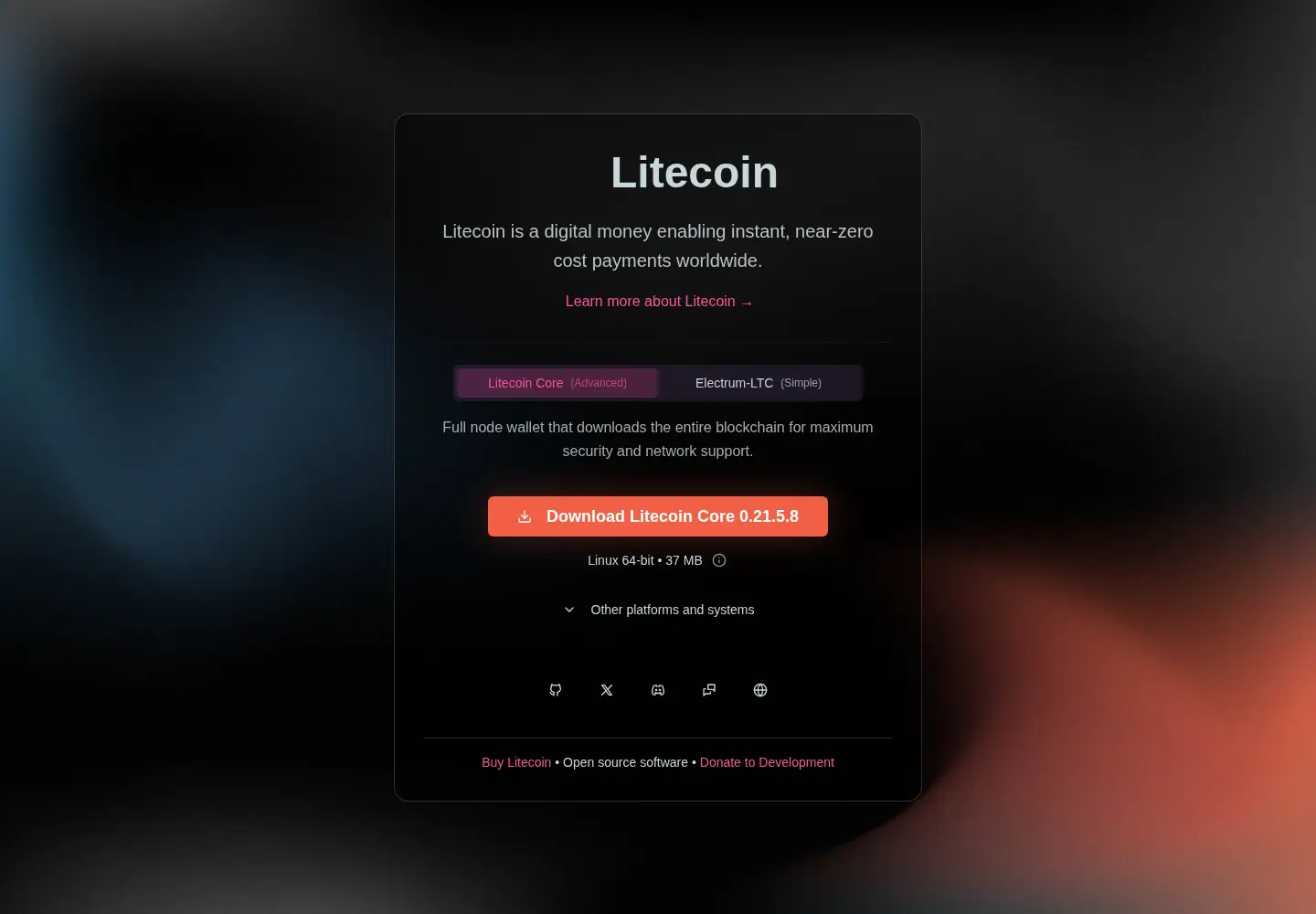 Screenshot of litecoin.org