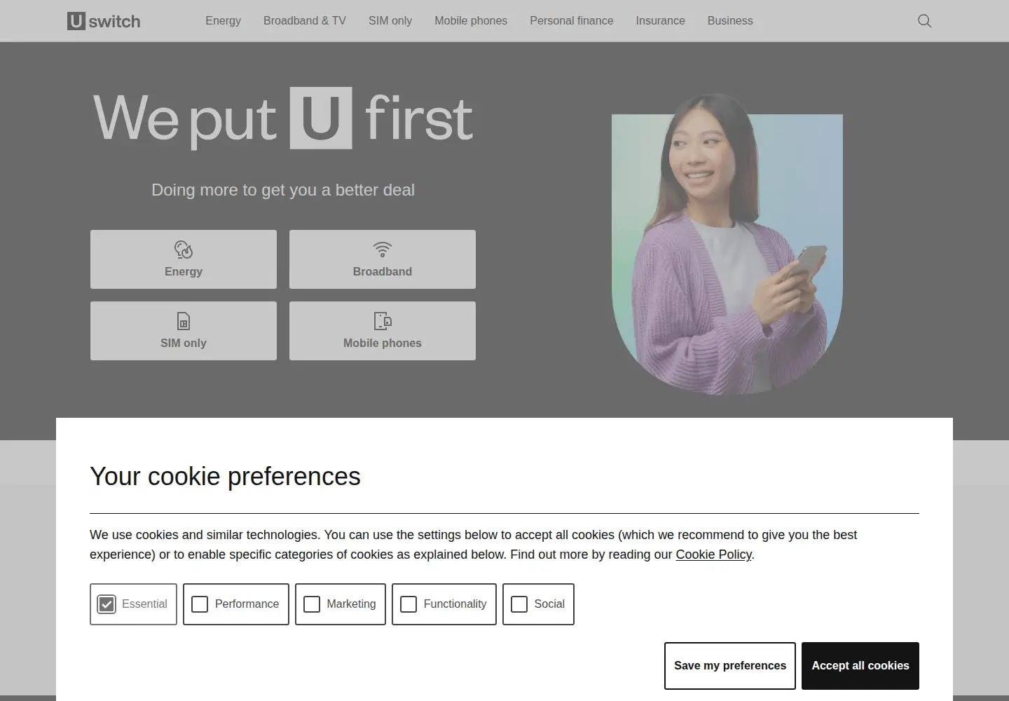 Screenshot of uswitch.com