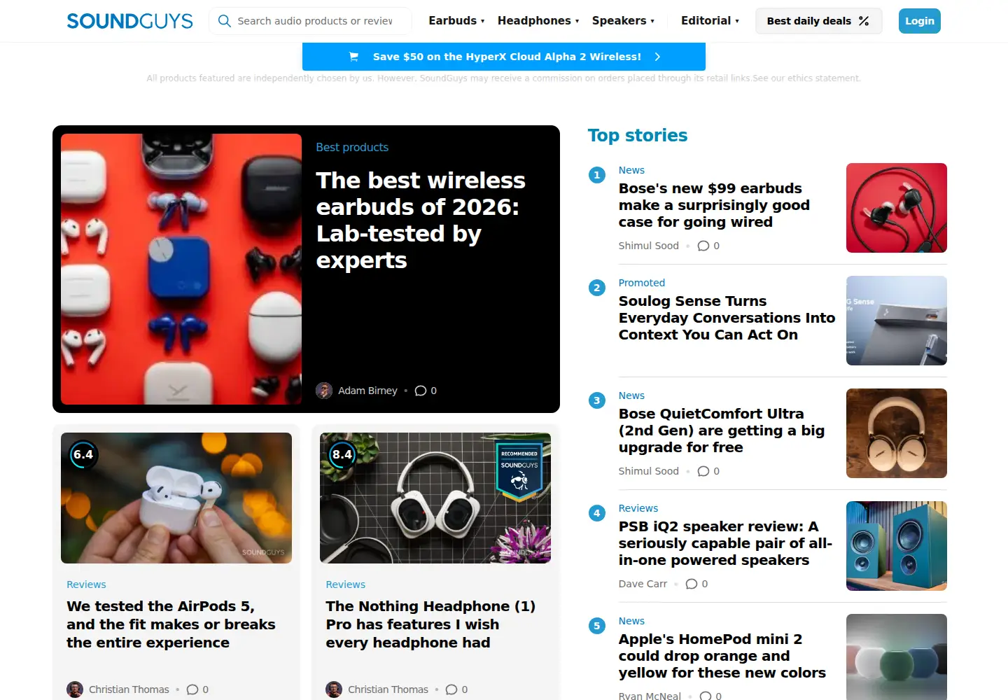 Screenshot of soundguys.com