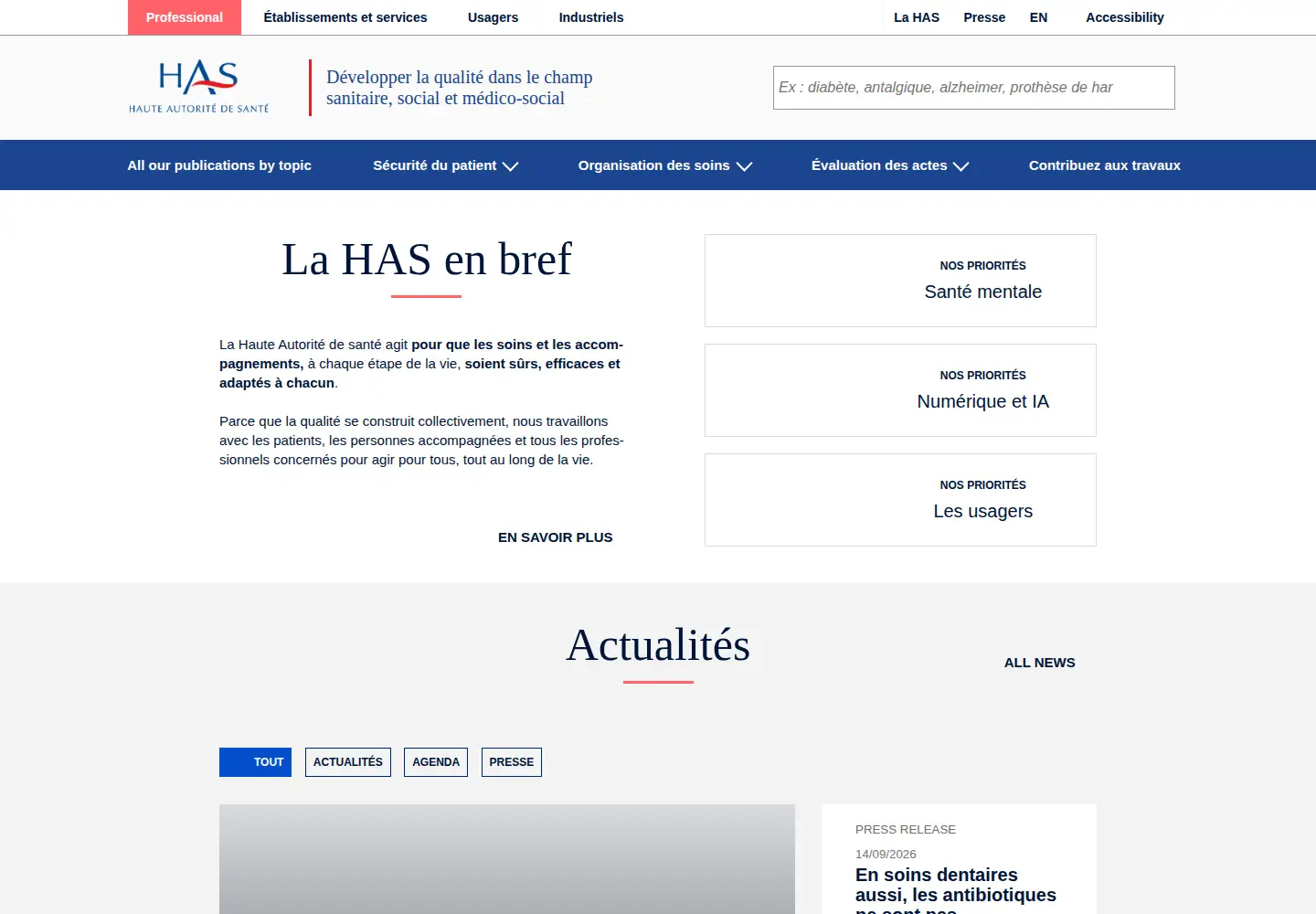 Screenshot of has-sante.fr
