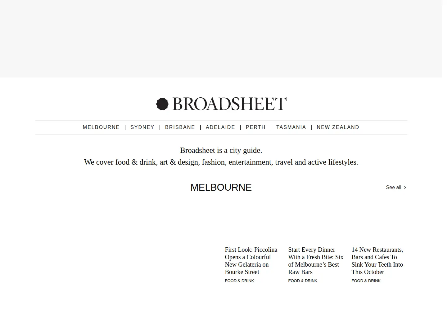 Screenshot of broadsheet.com.au