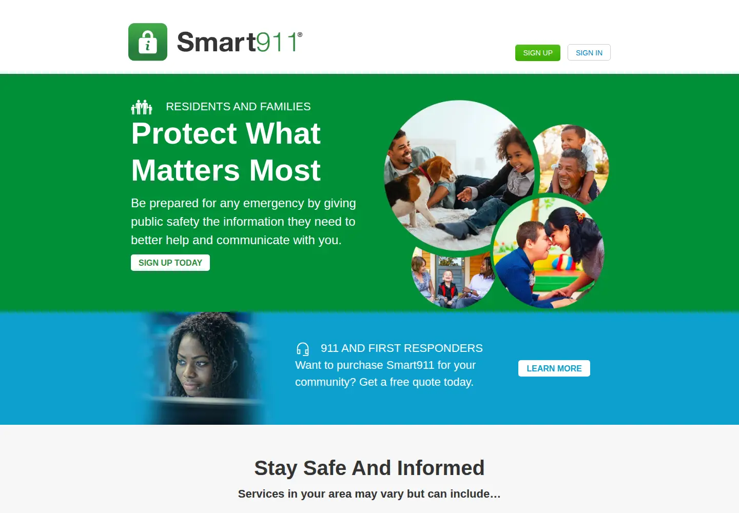 Screenshot of smart911.com