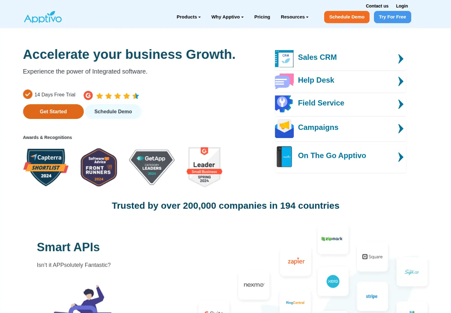 Screenshot of apptivo.com