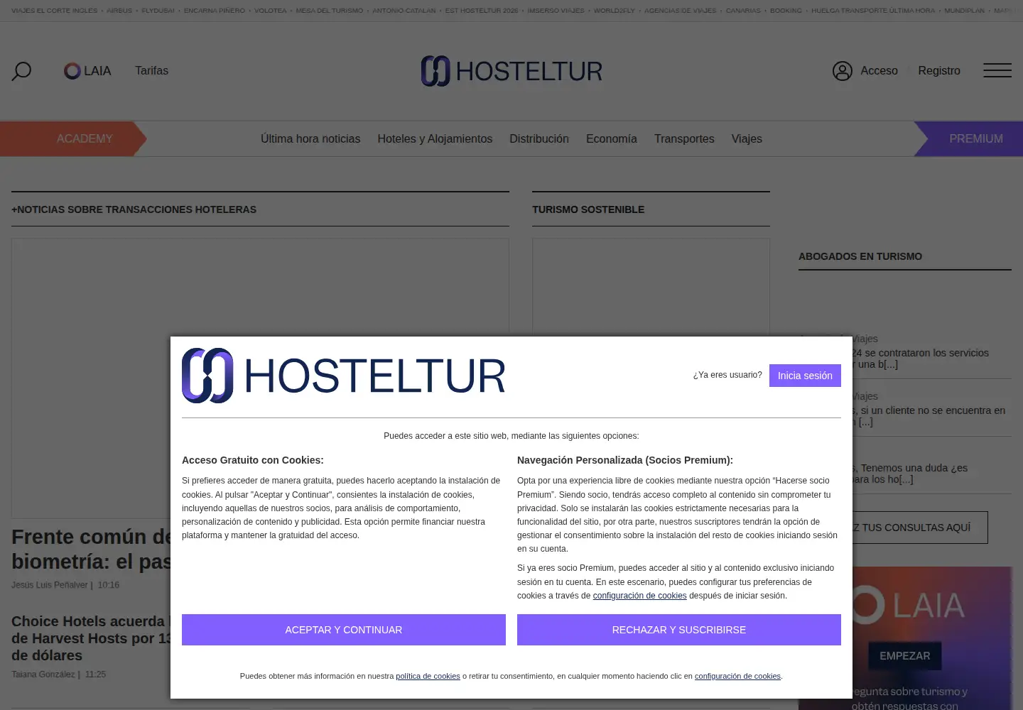 Screenshot of hosteltur.com