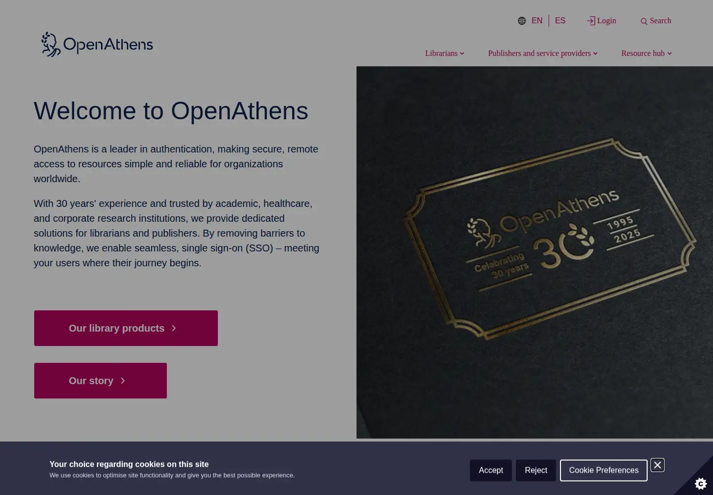 Screenshot of openathens.net