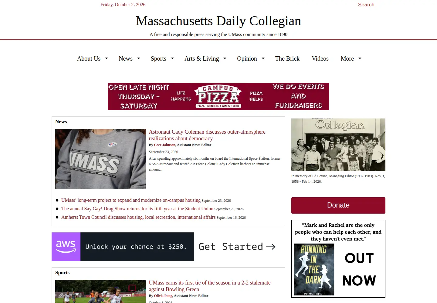 Screenshot of dailycollegian.com