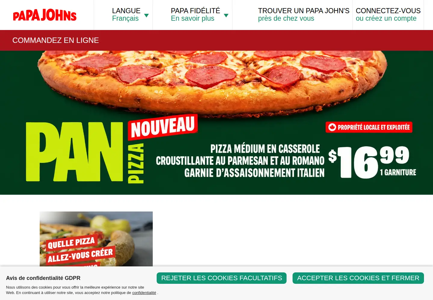 Screenshot of papajohns.com