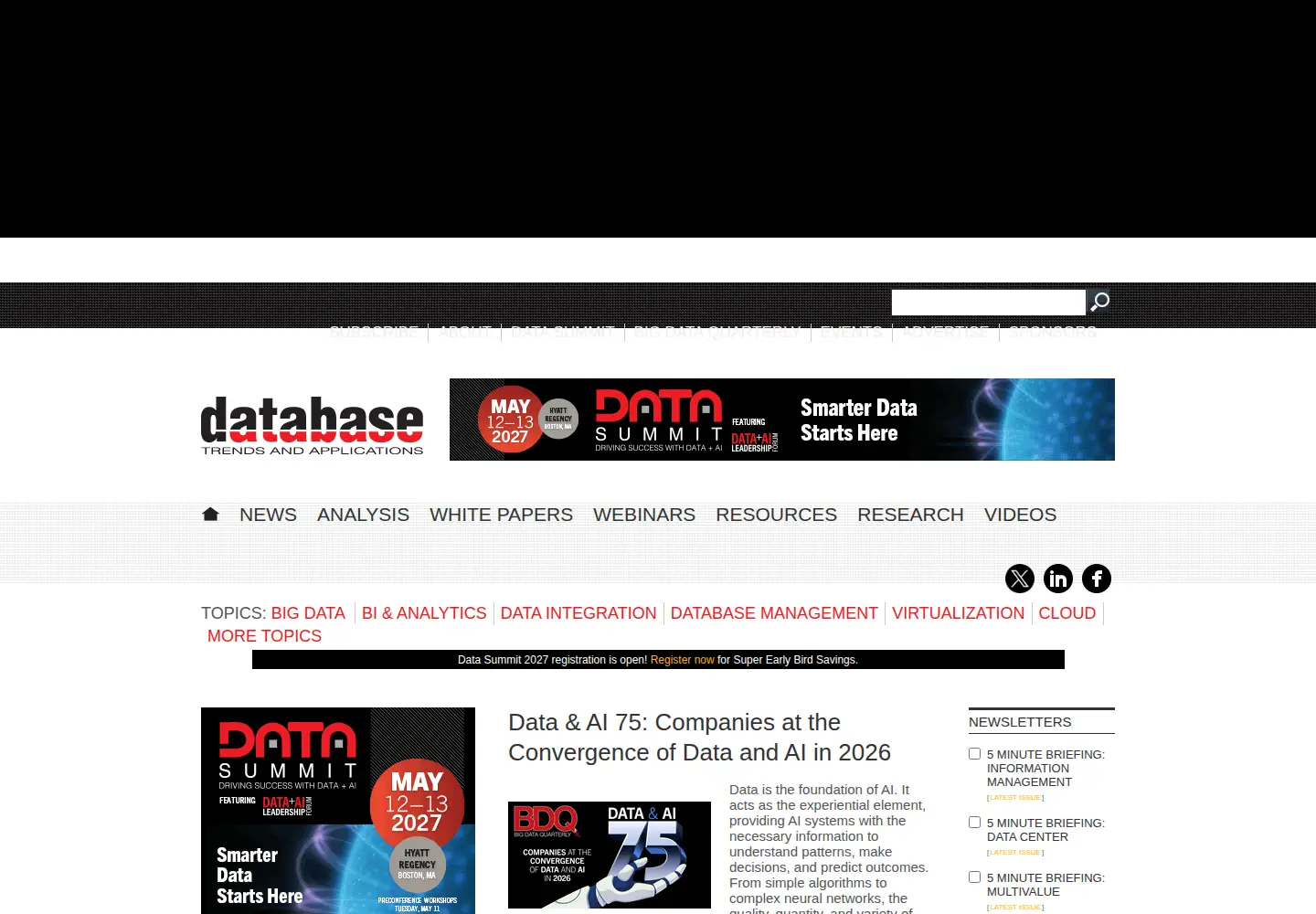 Screenshot of dbta.com