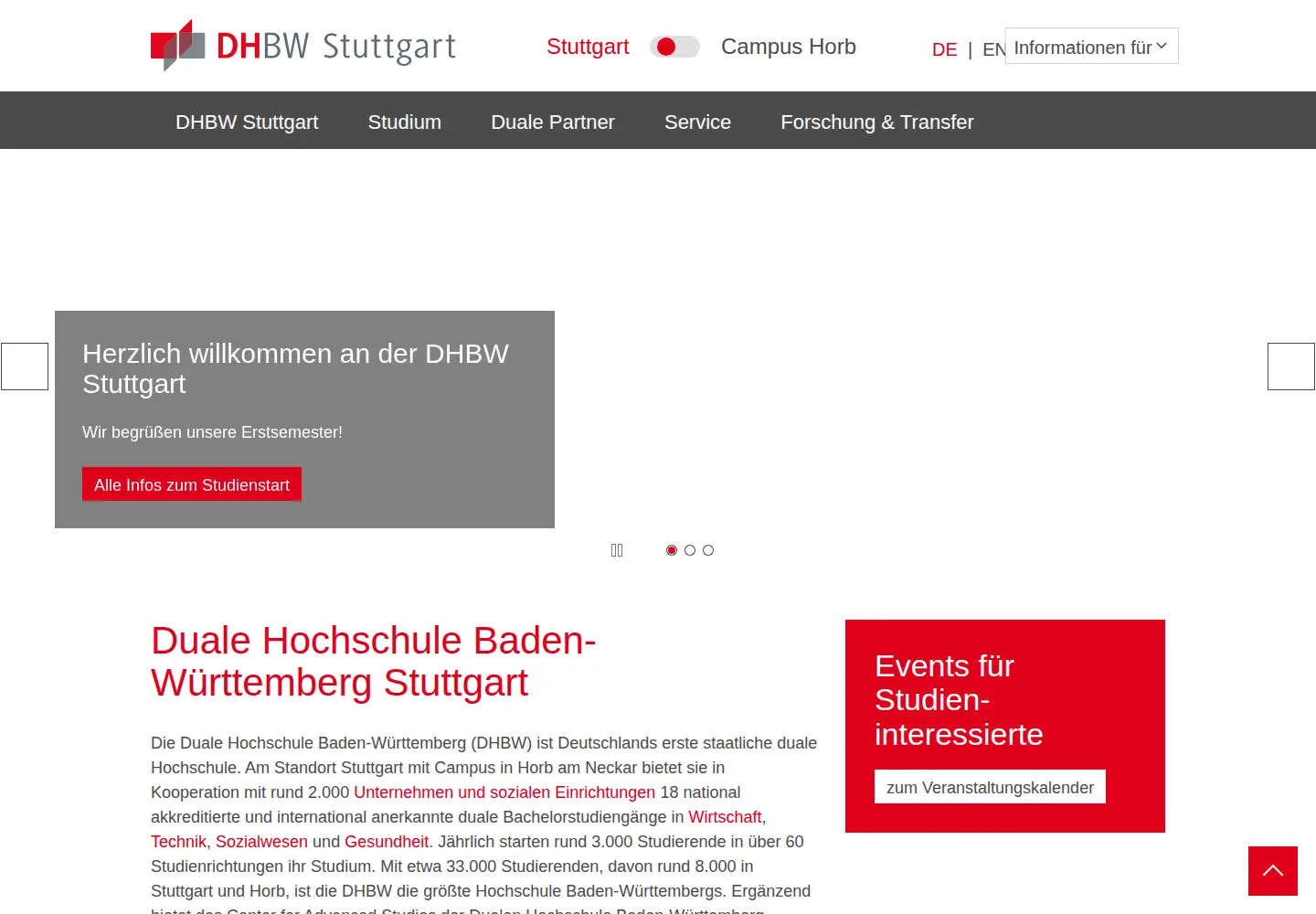Screenshot of dhbw-stuttgart.de