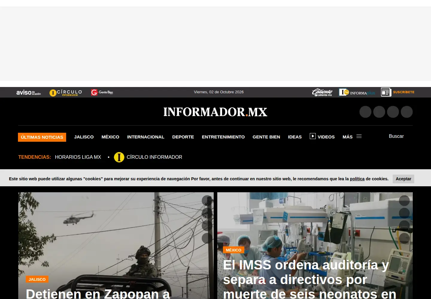 Screenshot of informador.mx