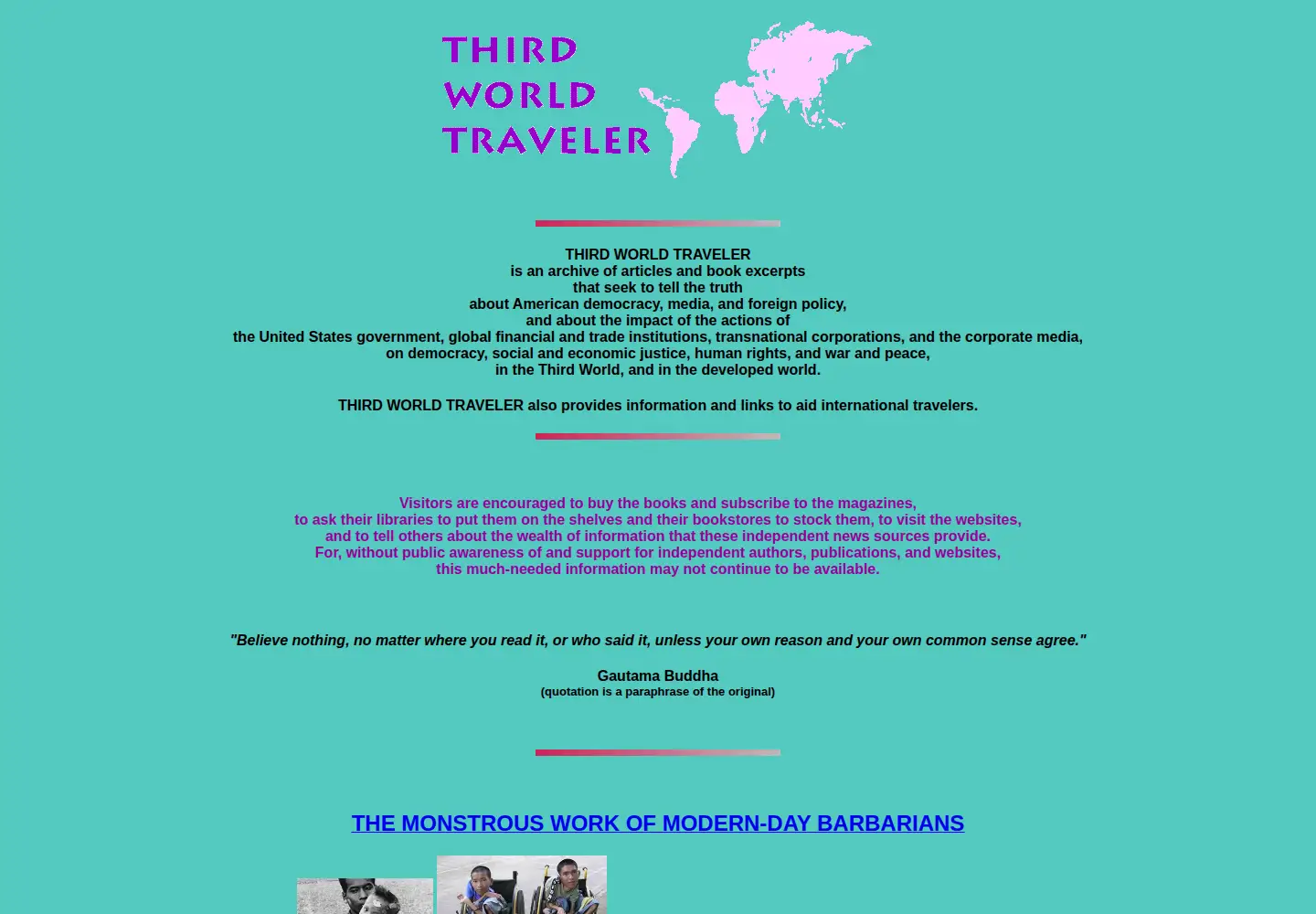 Screenshot of thirdworldtraveler.com
