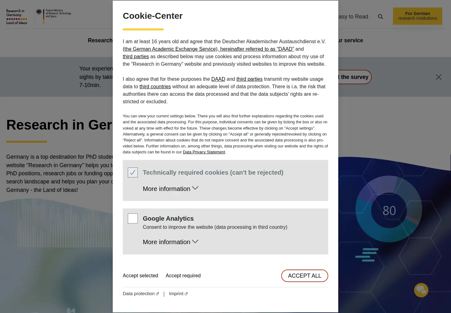 Screenshot of research-in-germany.org