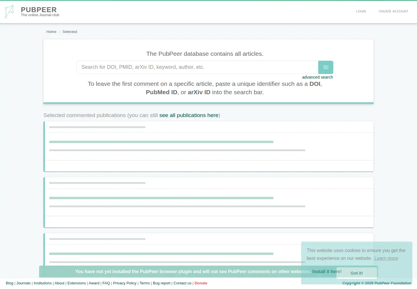 Screenshot of pubpeer.com