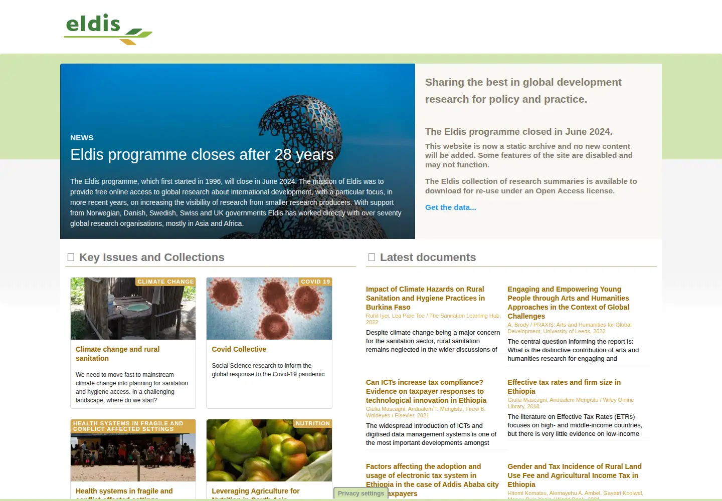 Screenshot of eldis.org