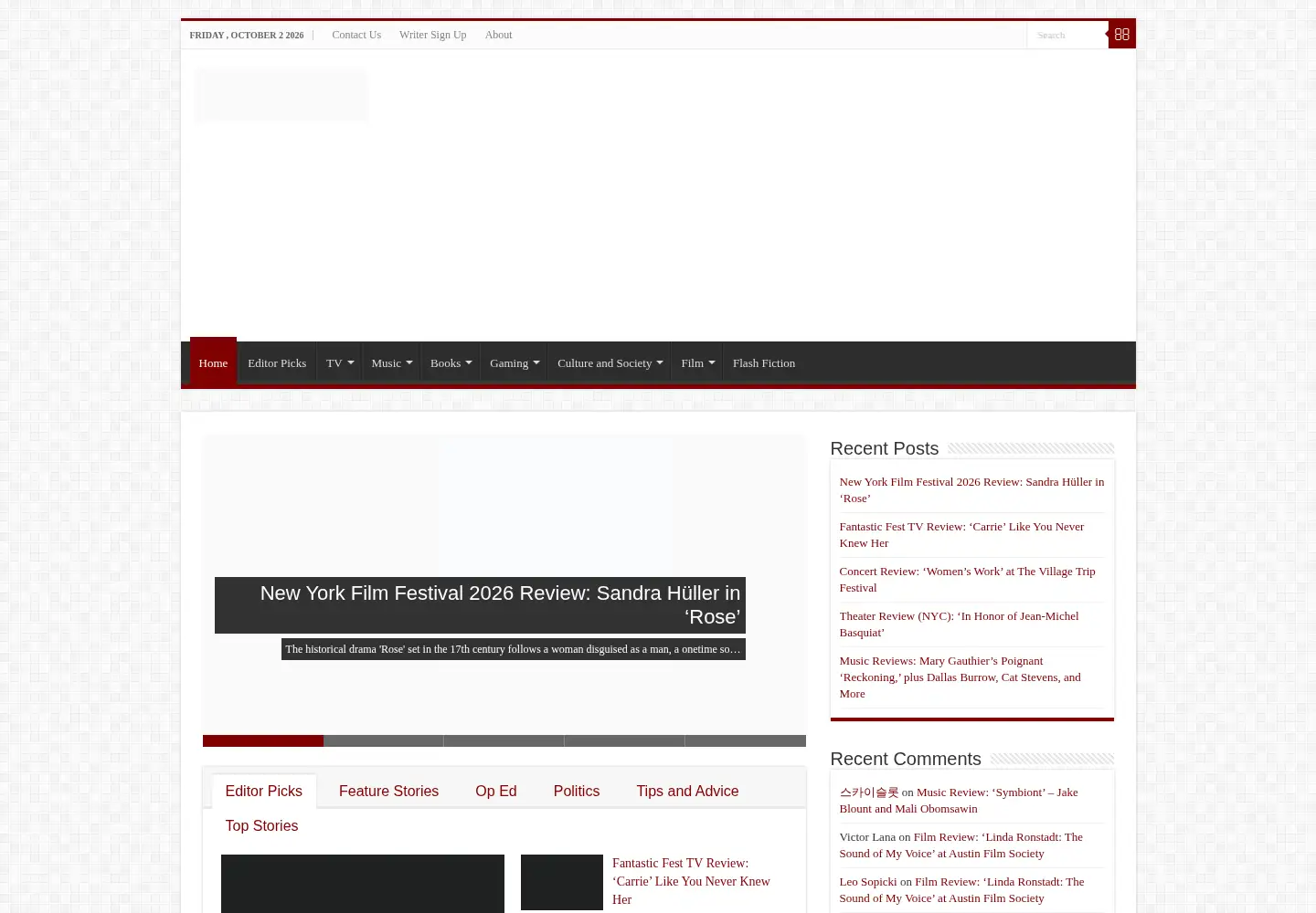 Screenshot of blogcritics.org