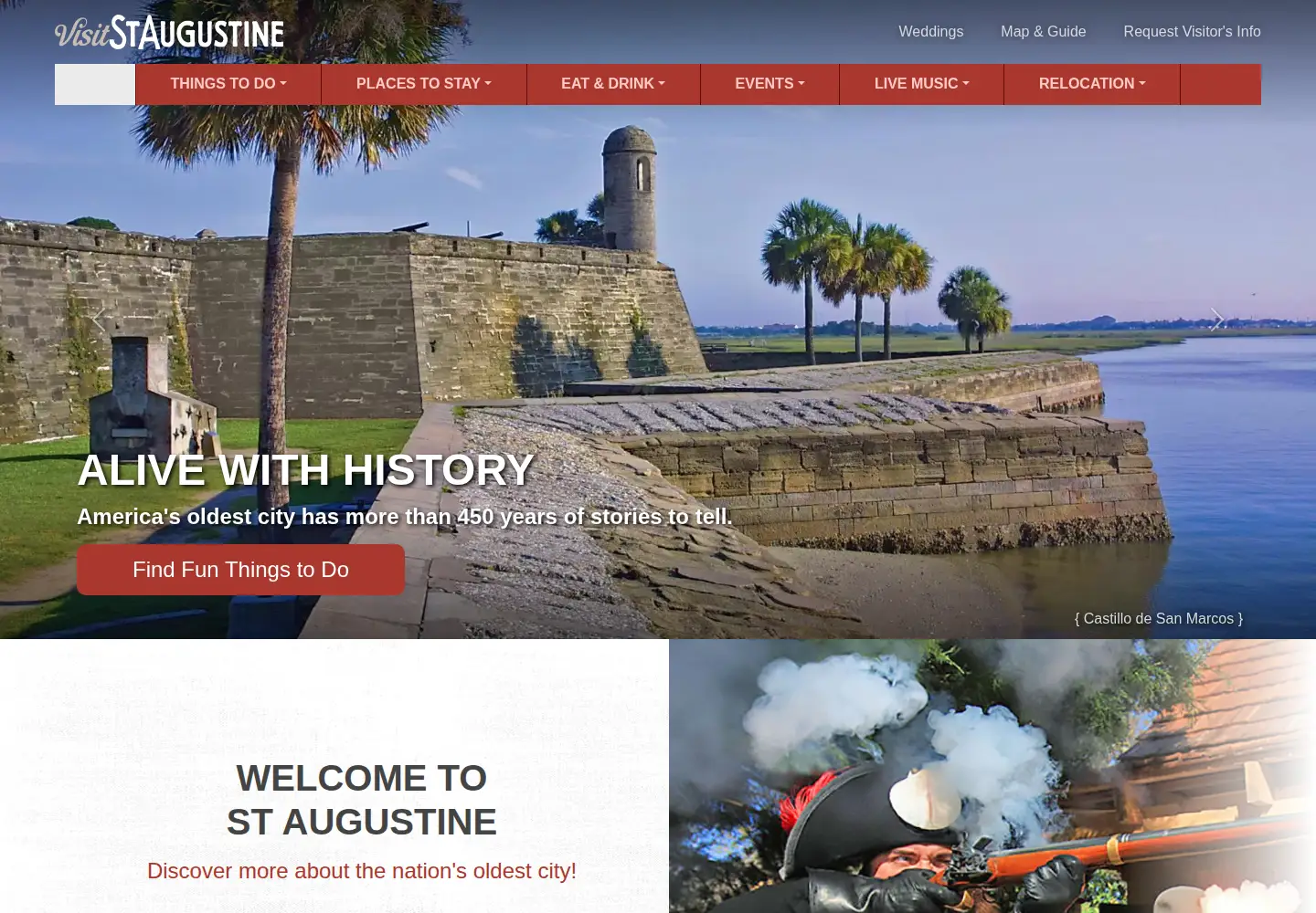 Screenshot of visitstaugustine.com