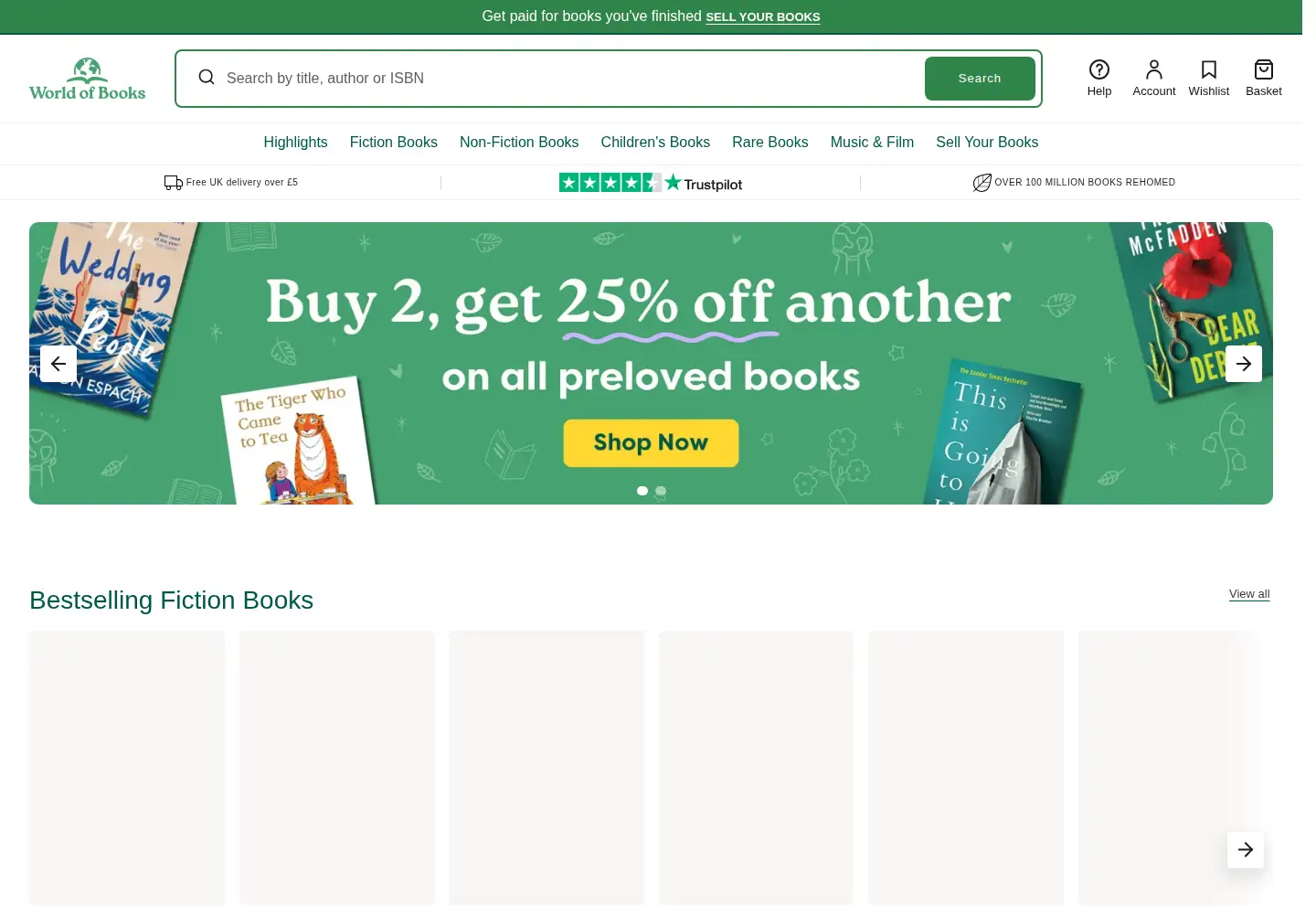 Screenshot of worldofbooks.com