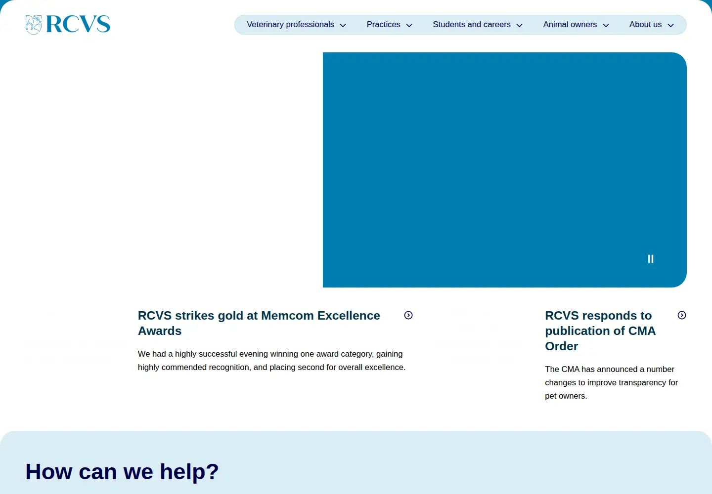 Screenshot of rcvs.org.uk