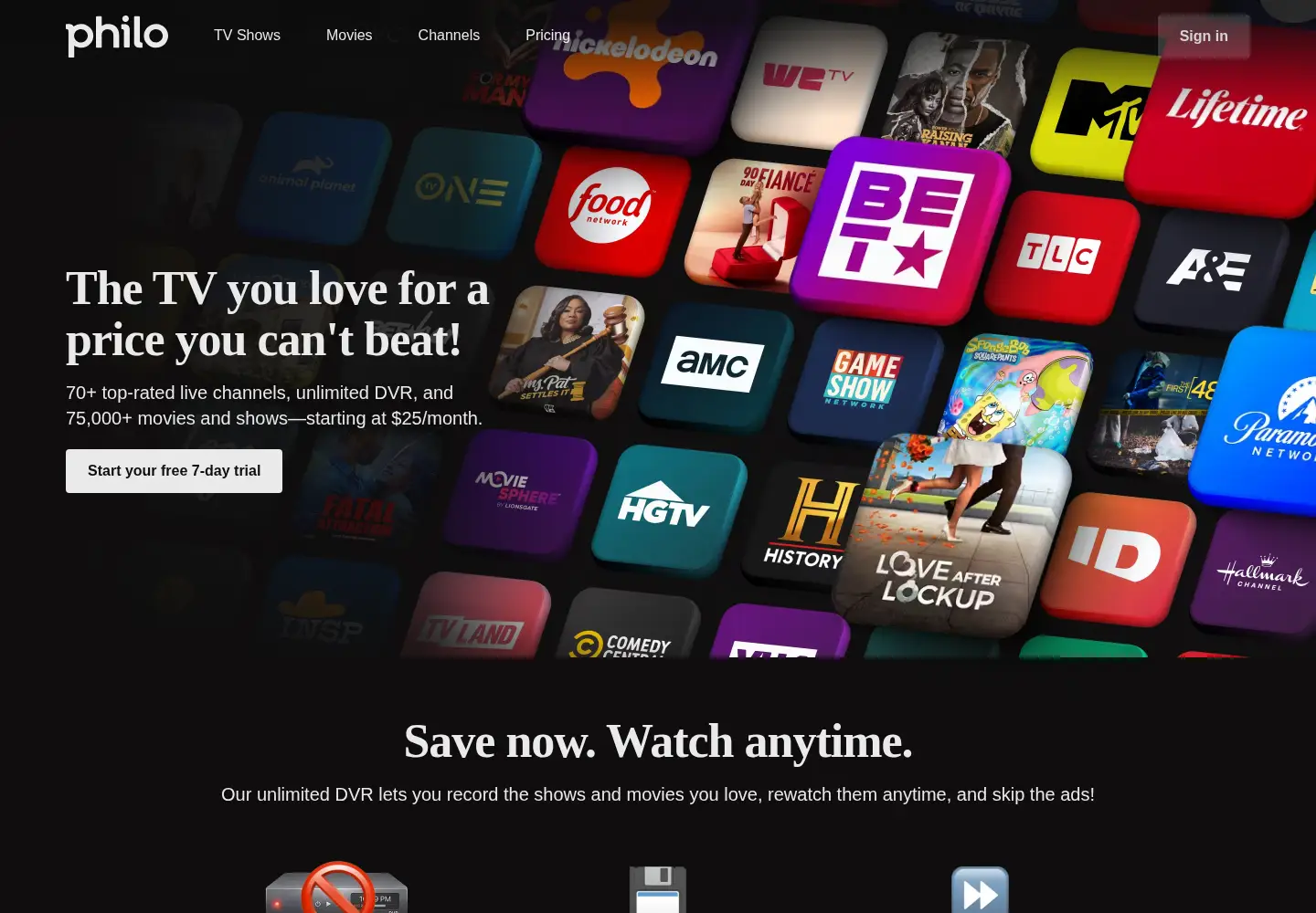 Screenshot of philo.com