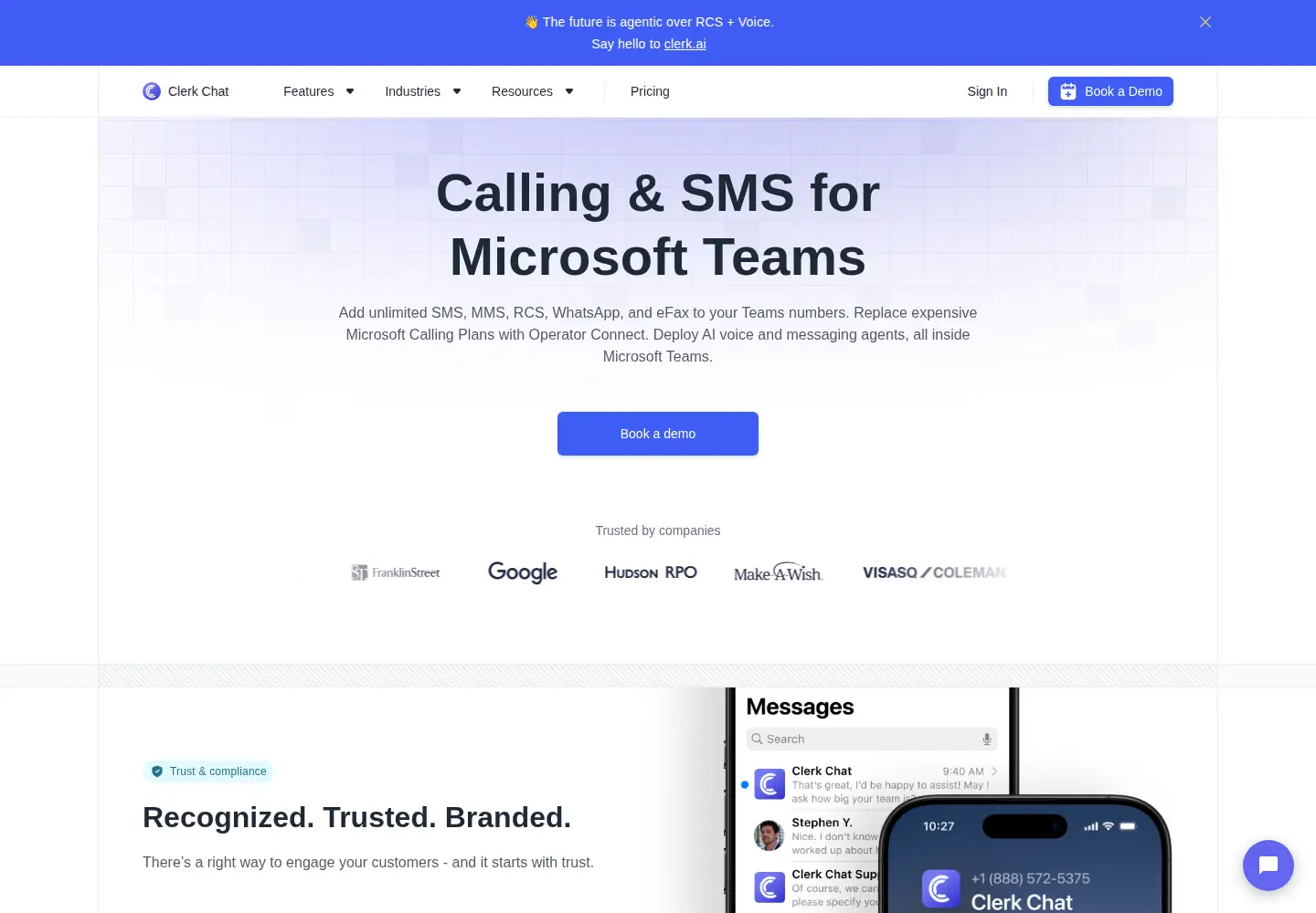 Screenshot of clerk.chat