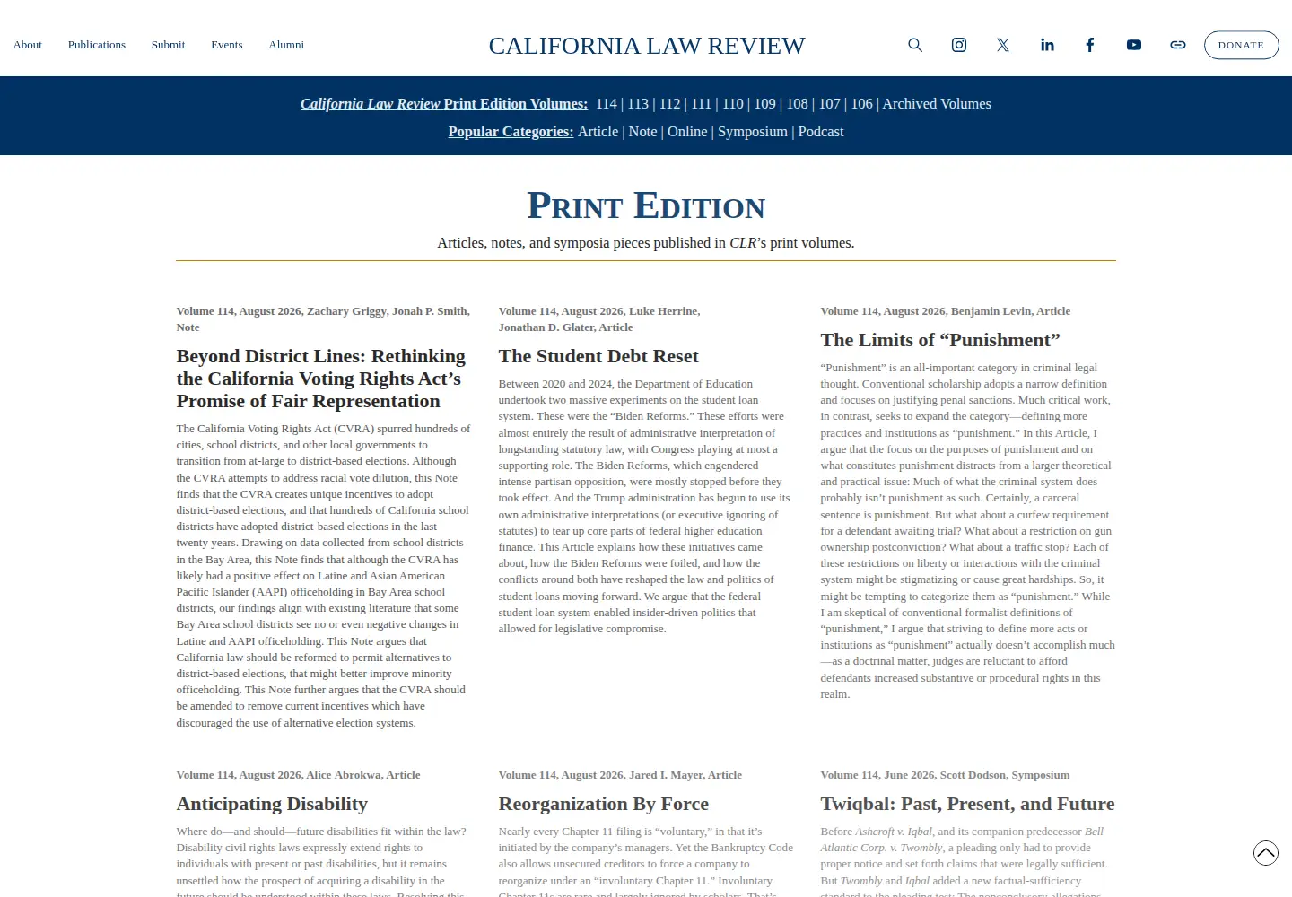 Screenshot of californialawreview.org
