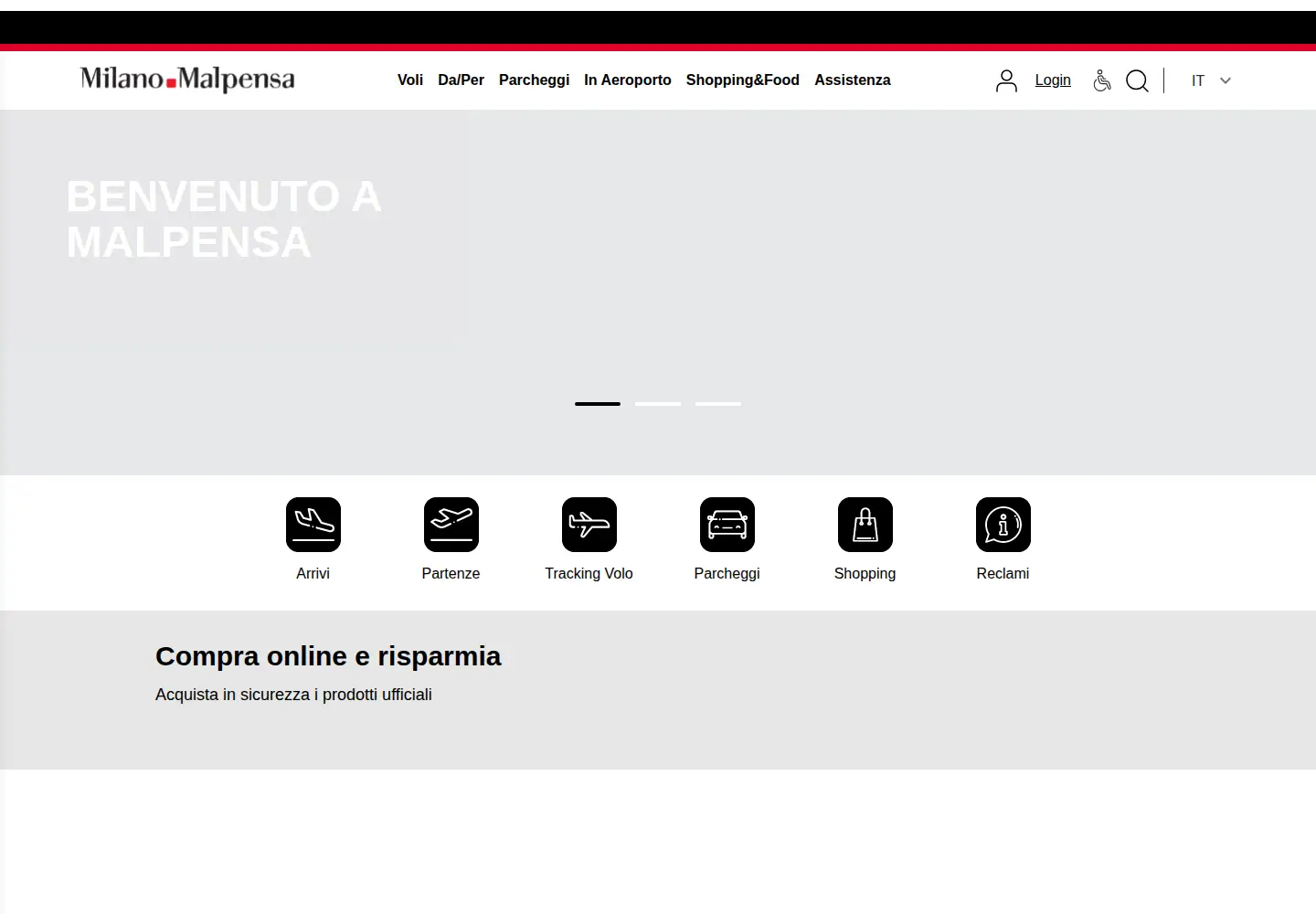 Screenshot of milanomalpensa-airport.com