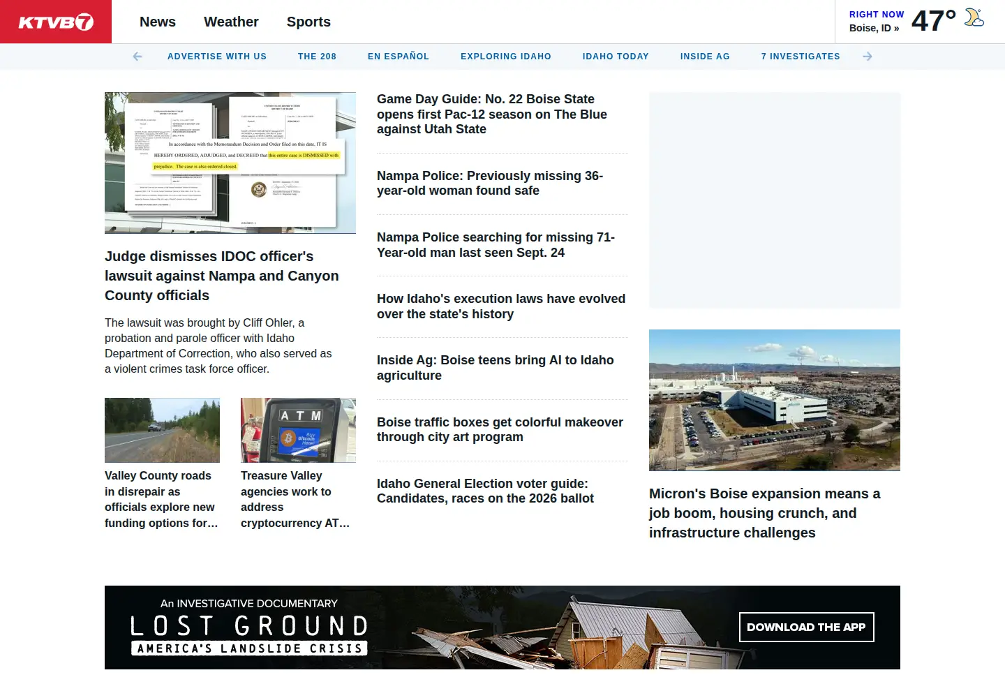 Screenshot of ktvb.com