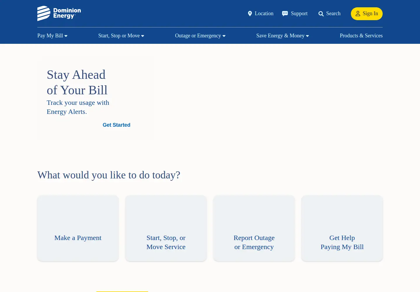 Screenshot of dominionenergy.com