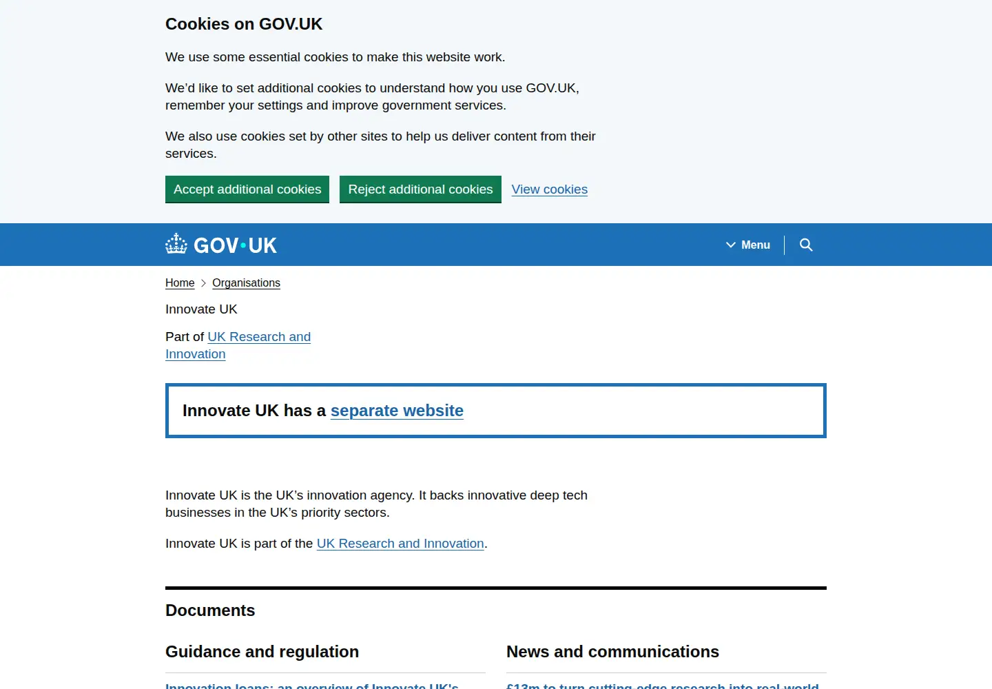Screenshot of innovateuk.org