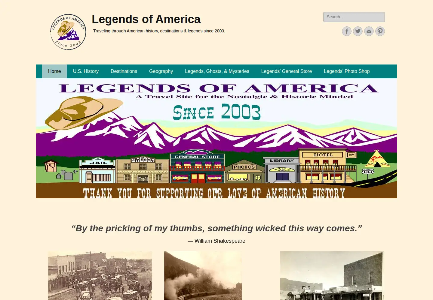 Screenshot of legendsofamerica.com