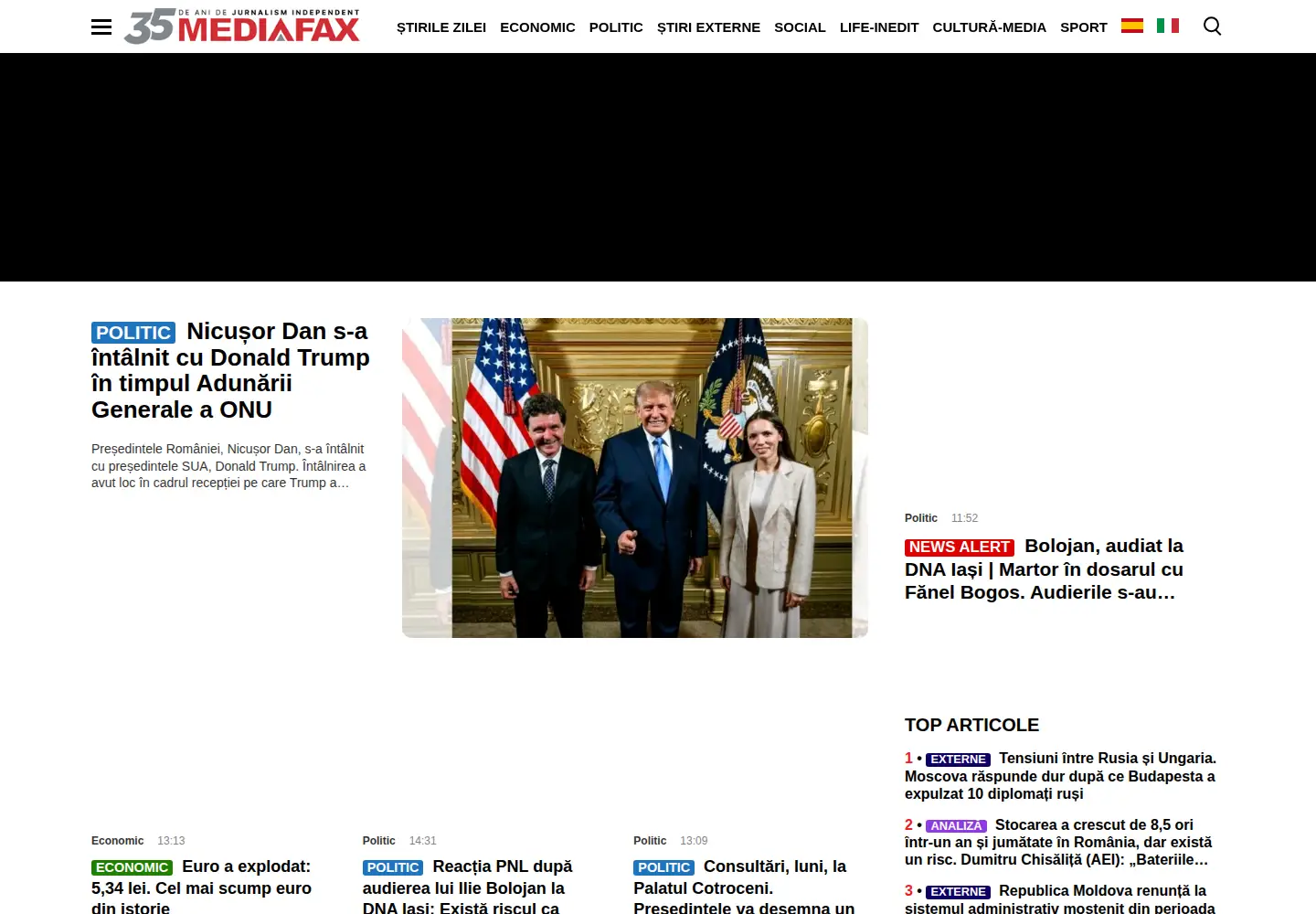 Screenshot of mediafax.ro