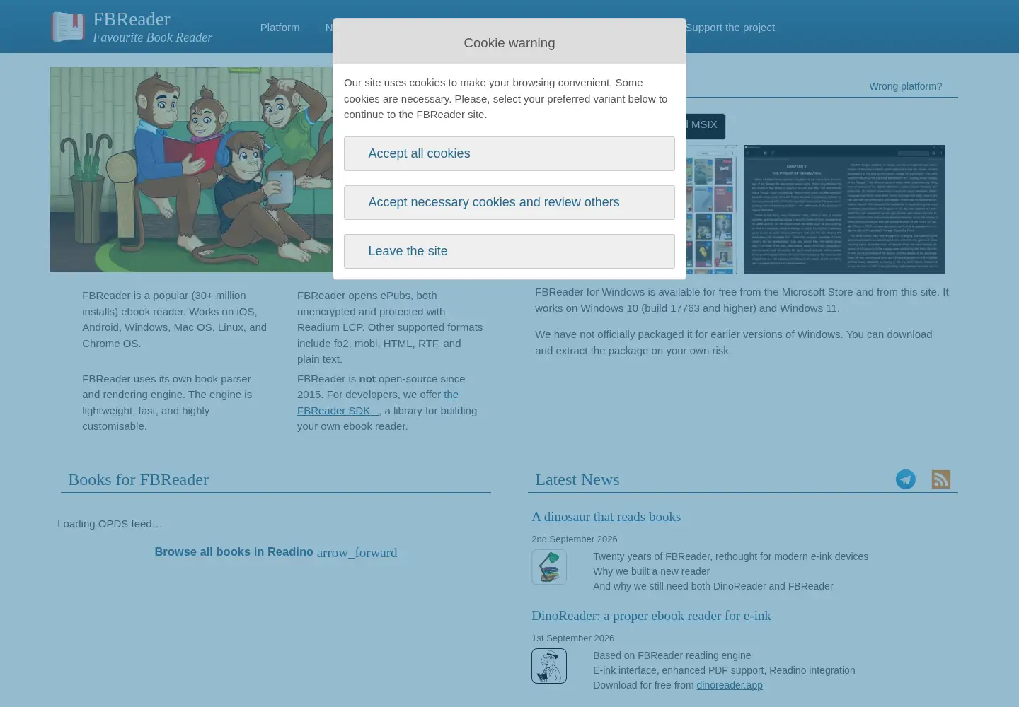 Screenshot of fbreader.org